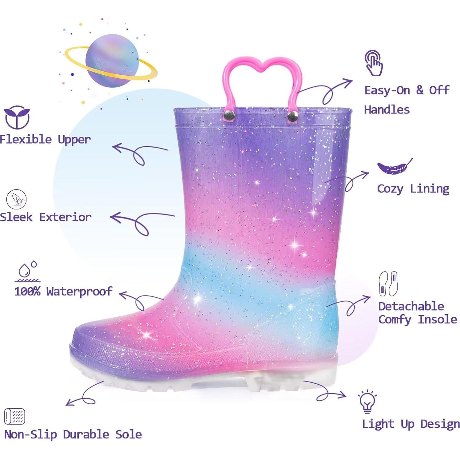 Botas de lluvia impermeables EUXTERPA con luces para niños 32.5 cm