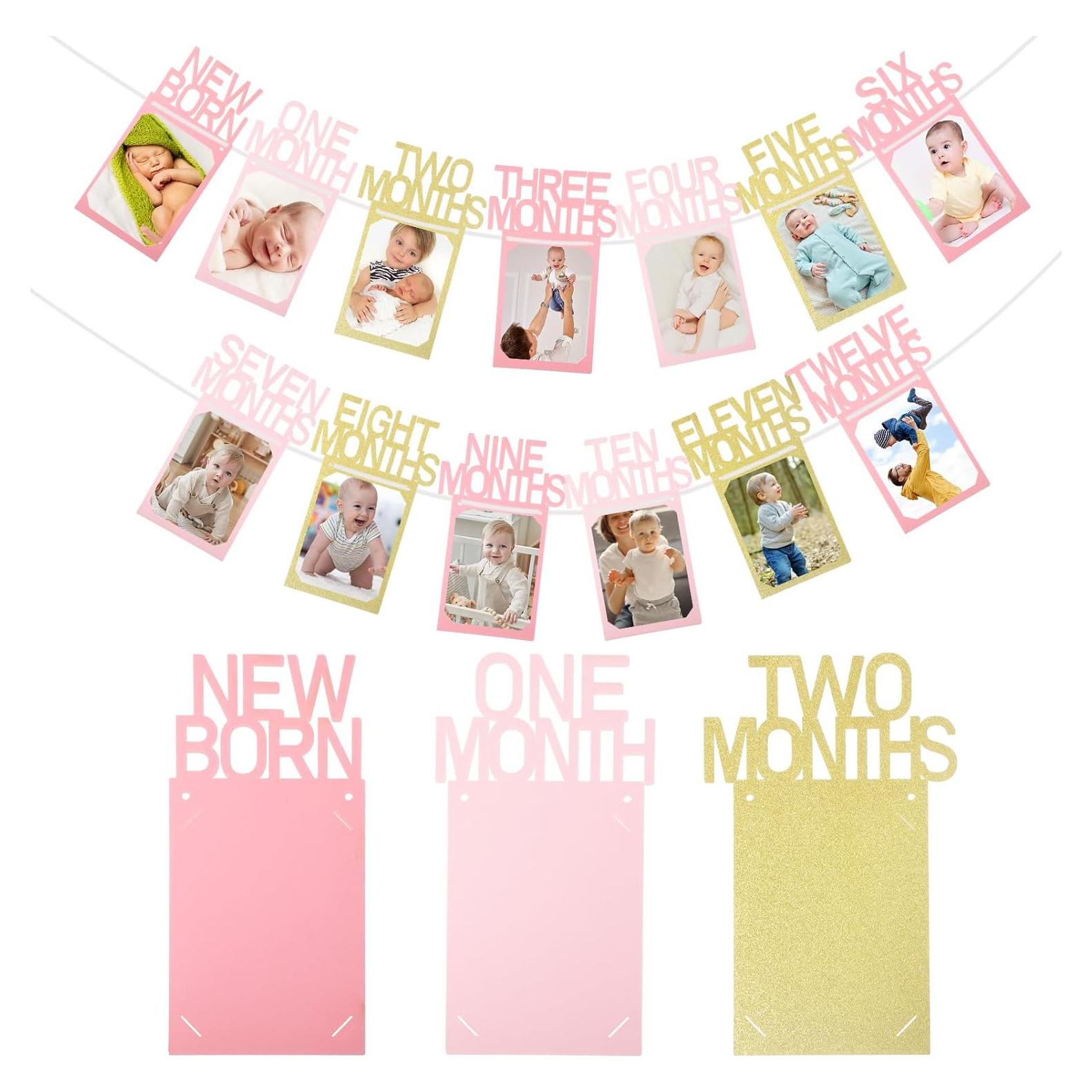 Banner de Fotos Primer Cumpleaños Buryeah Rosa y Dorado