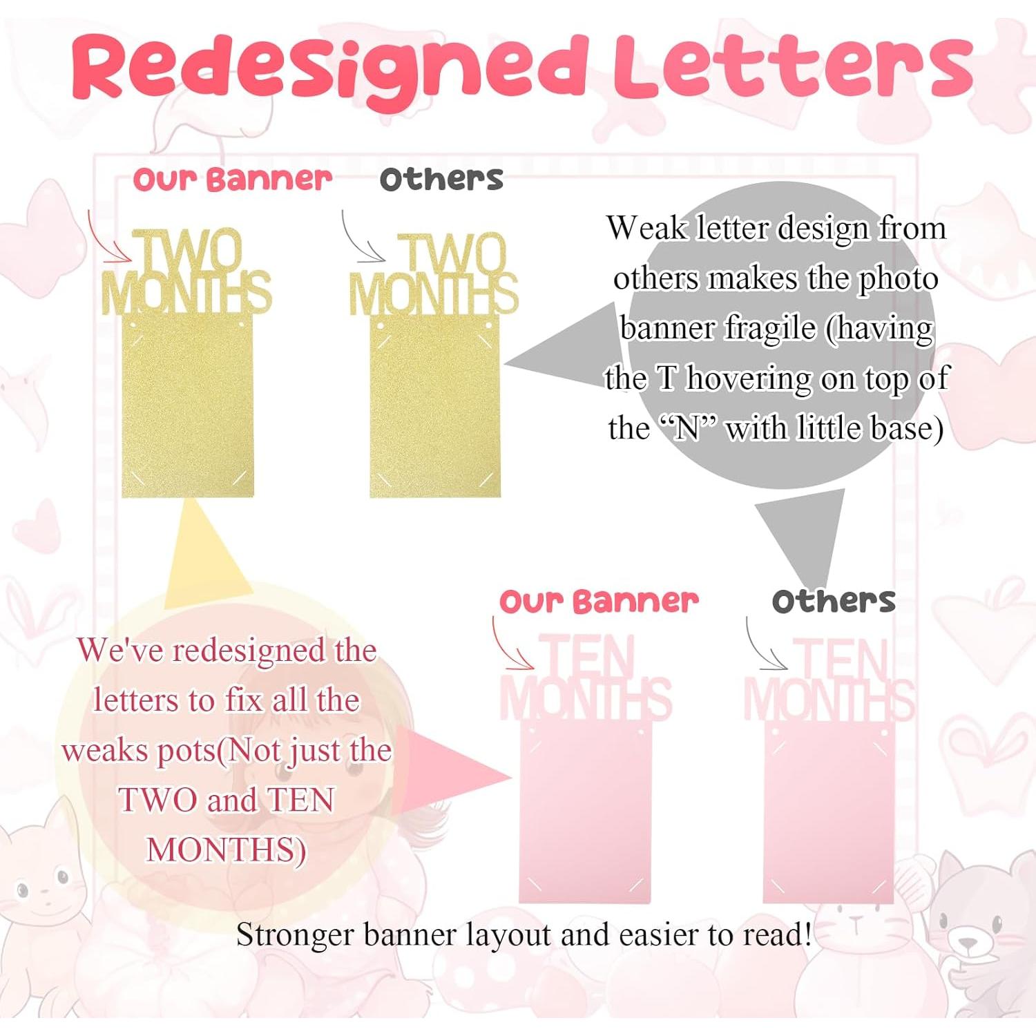 Banner de Fotos Primer Cumpleaños Buryeah Rosa y Dorado