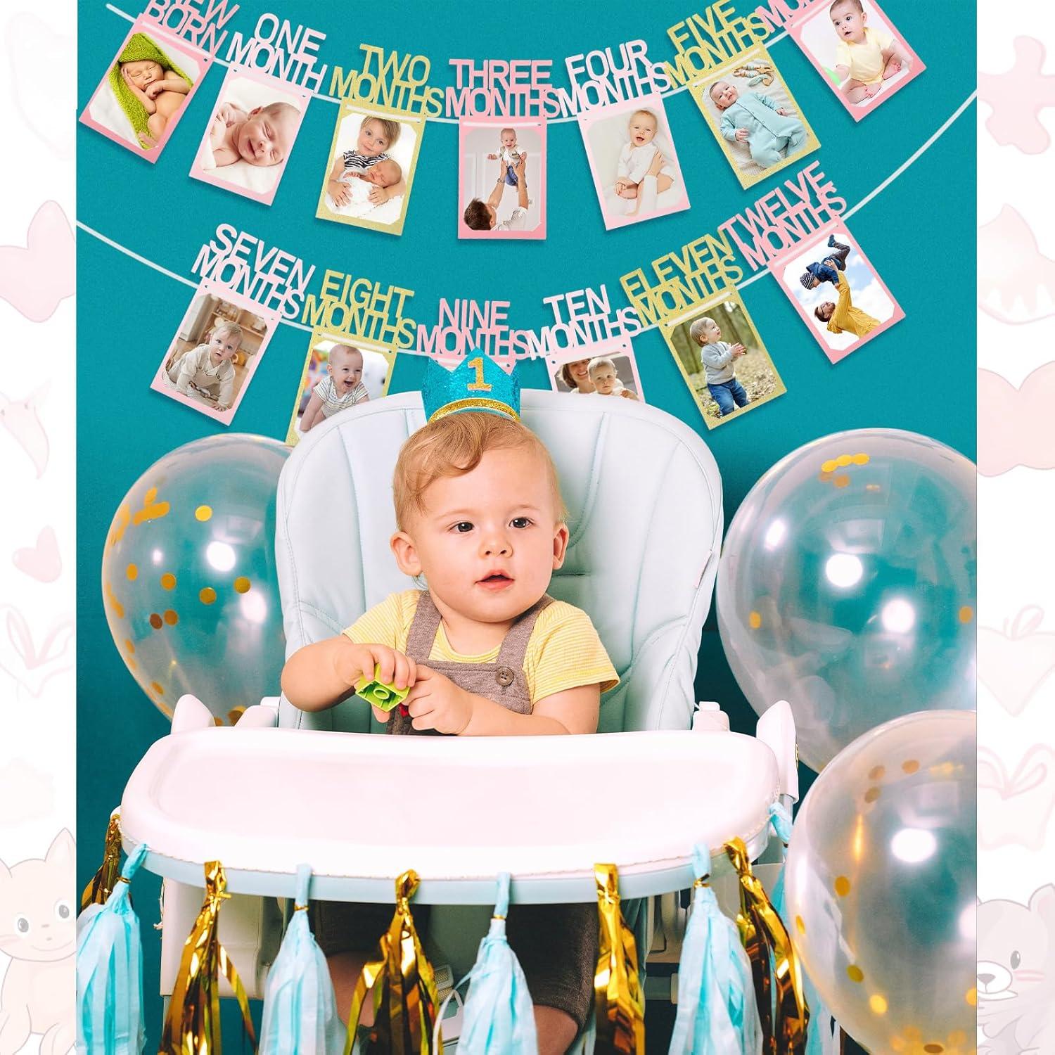 Banner de Fotos Primer Cumpleaños Buryeah Rosa y Dorado