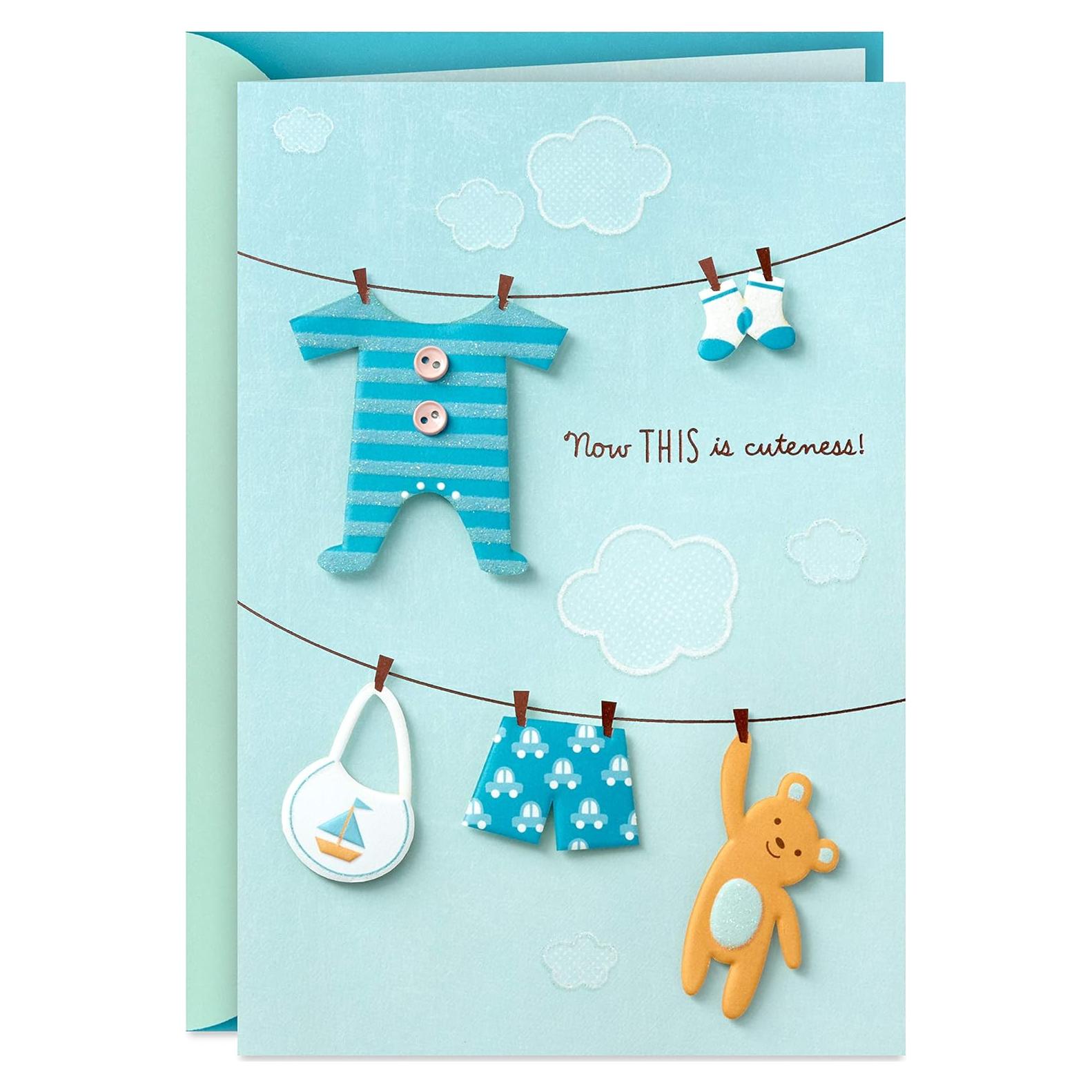 Tarjeta de Baby Shower Hallmark Azul 12.7x18.3 cm con Sobre