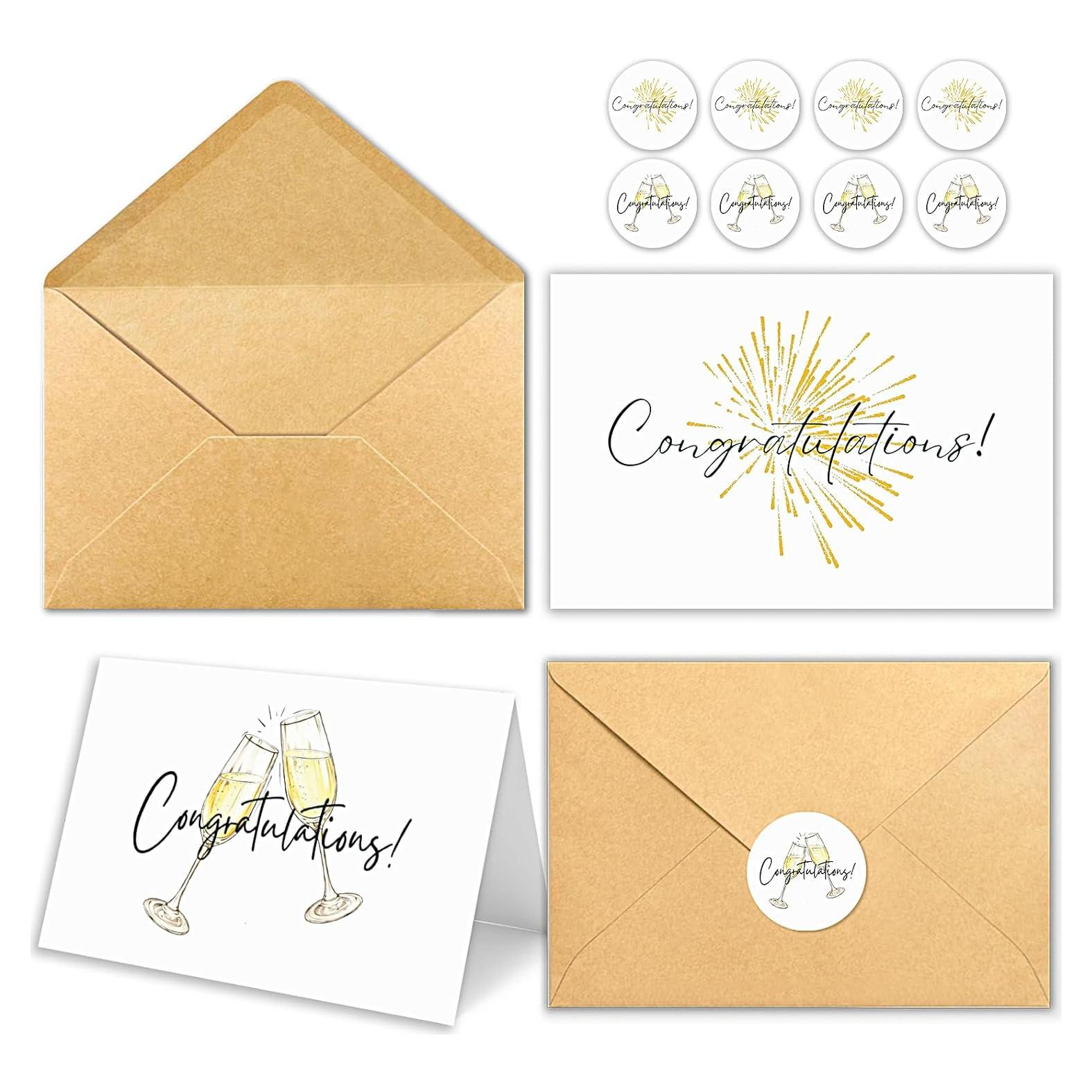 Tarjetas de Felicitación HiABNRT 50 Unidades con Sobres y Stickers