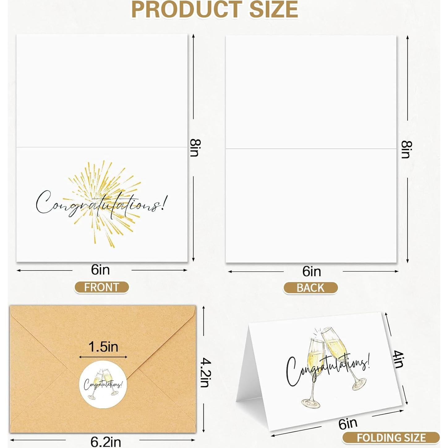 Tarjetas de Felicitación HiABNRT 50 Unidades con Sobres y Stickers