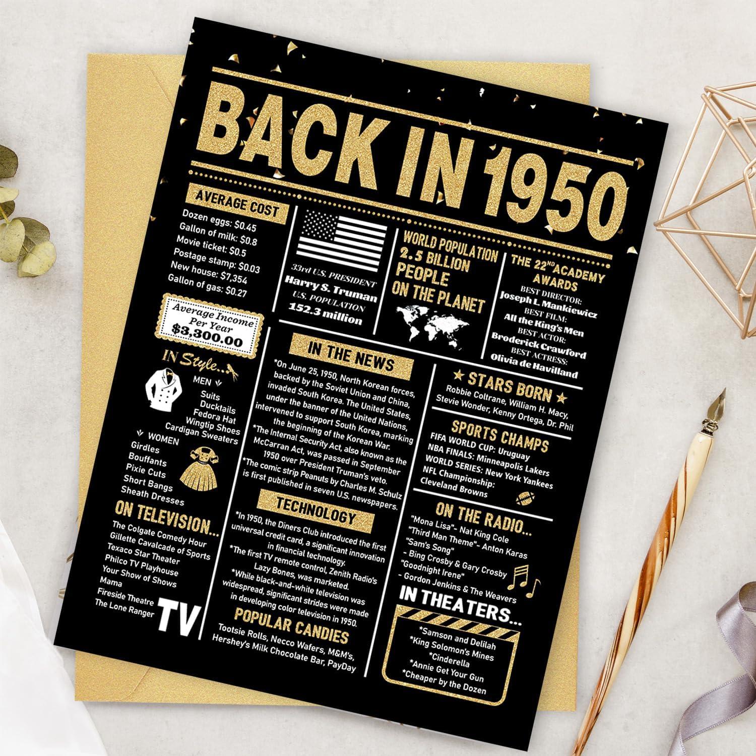 Tarjeta de Cumpleaños 75 años BGTCARDS Oro 25.4x20.3cm