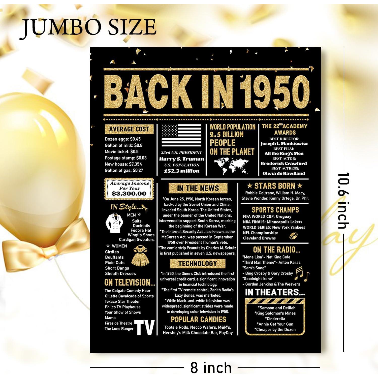 Tarjeta de Cumpleaños 75 años BGTCARDS Oro 25.4x20.3cm