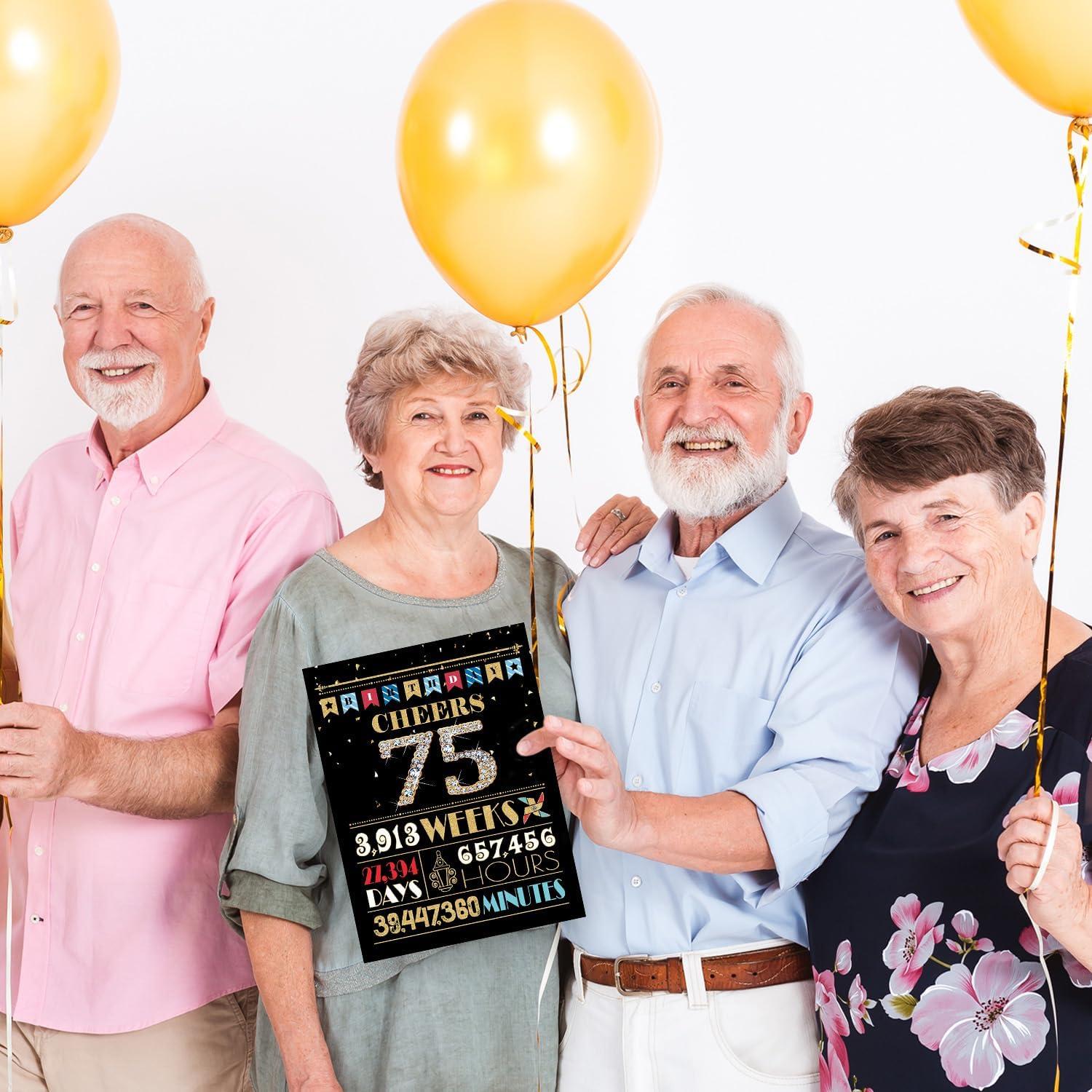 Tarjeta de Cumpleaños 75 años BGTCARDS Oro 25.4x20.3cm