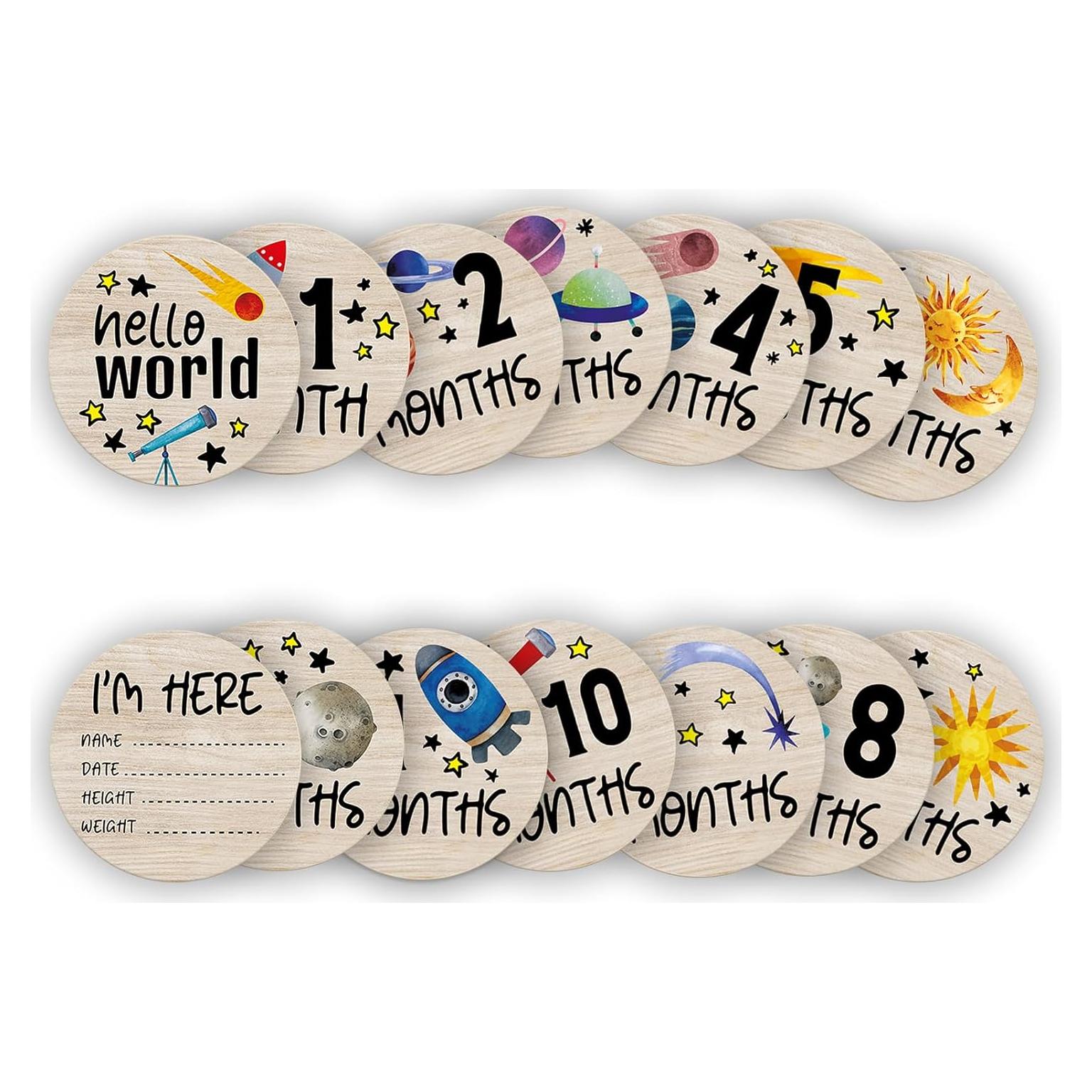 Círculos de Hitos para Bebés de Madera - 7 Pcs Astronauta