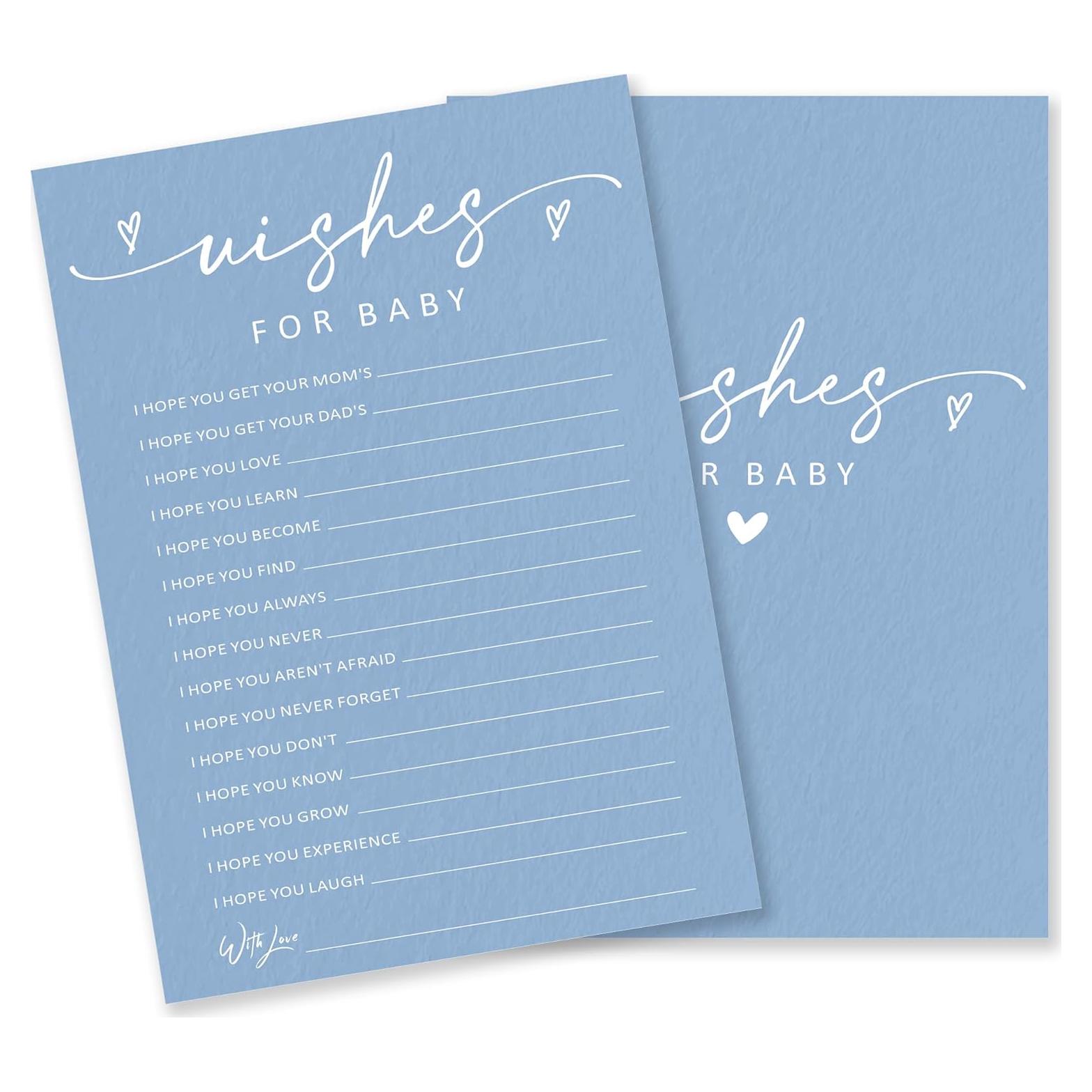 30 Tarjetas de Juego Baby Shower Yijiaqin - Deseos Bebé Azul