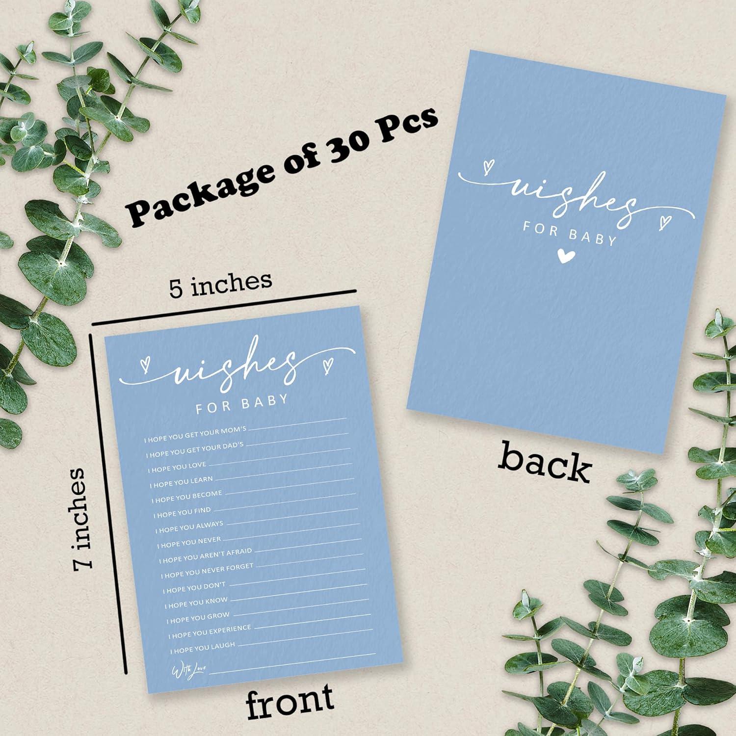 30 Tarjetas de Juego Baby Shower Yijiaqin - Deseos Bebé Azul