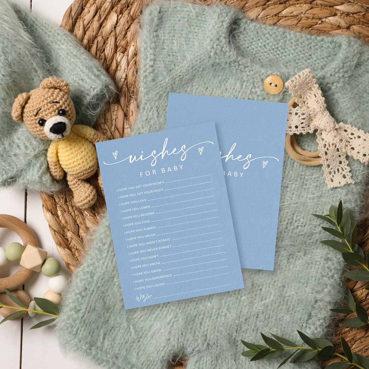 30 Tarjetas de Juego Baby Shower Yijiaqin - Deseos Bebé Azul
