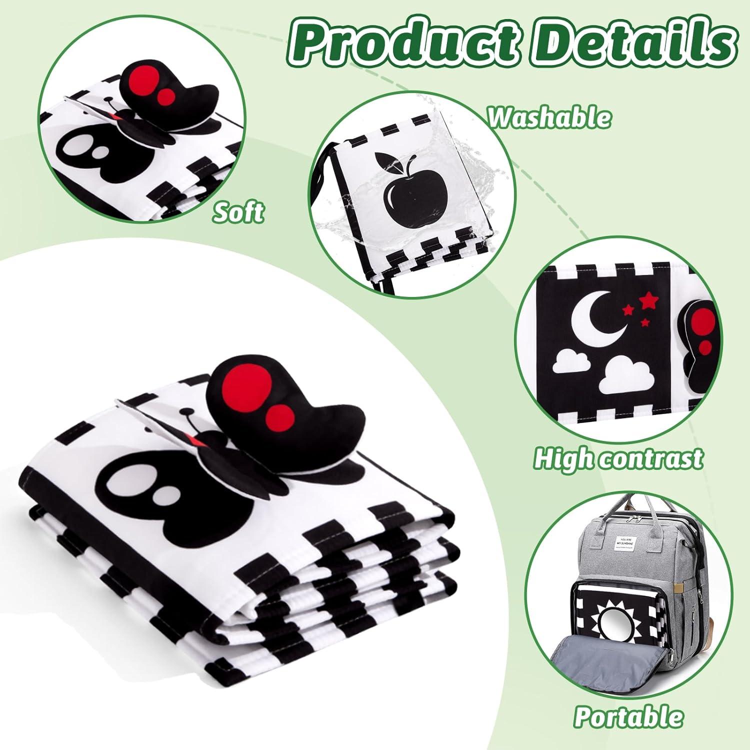 Libro de alto contraste Yeeeasy para bebés + juguetes sensoriales