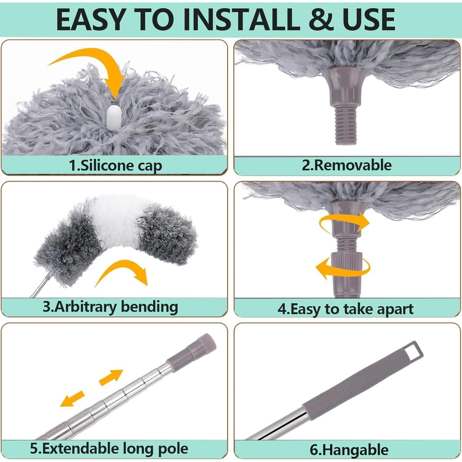 Kit de Trapeadores de Microfibra LLCJYYCY - 8 Piezas con Mango Extensible