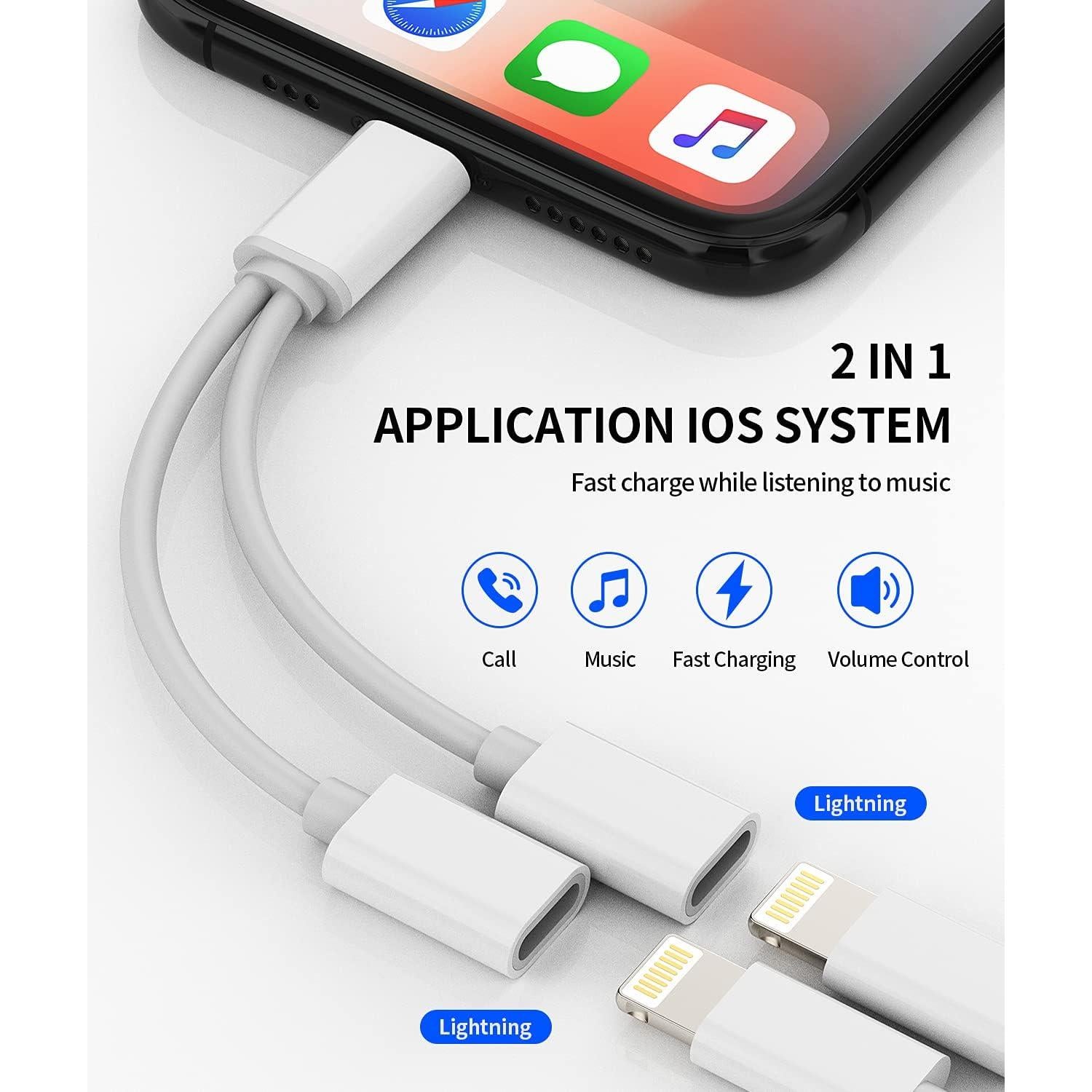 Adaptador Lightning Doble a Jack y Carga Zoyuzan 2 en 1