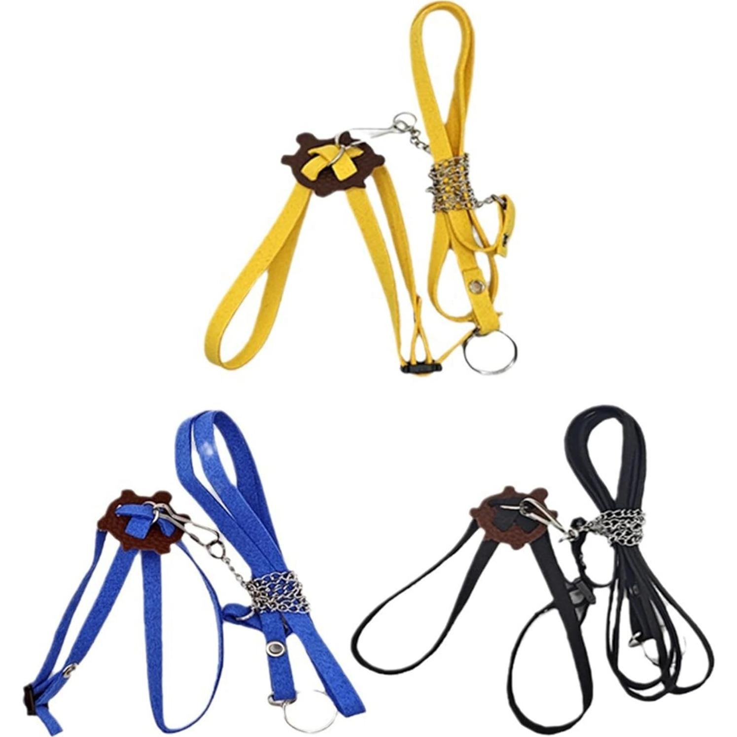 Arnés y Correa de Cuero HOKABLE para Tortugas - Tamaño S Negro