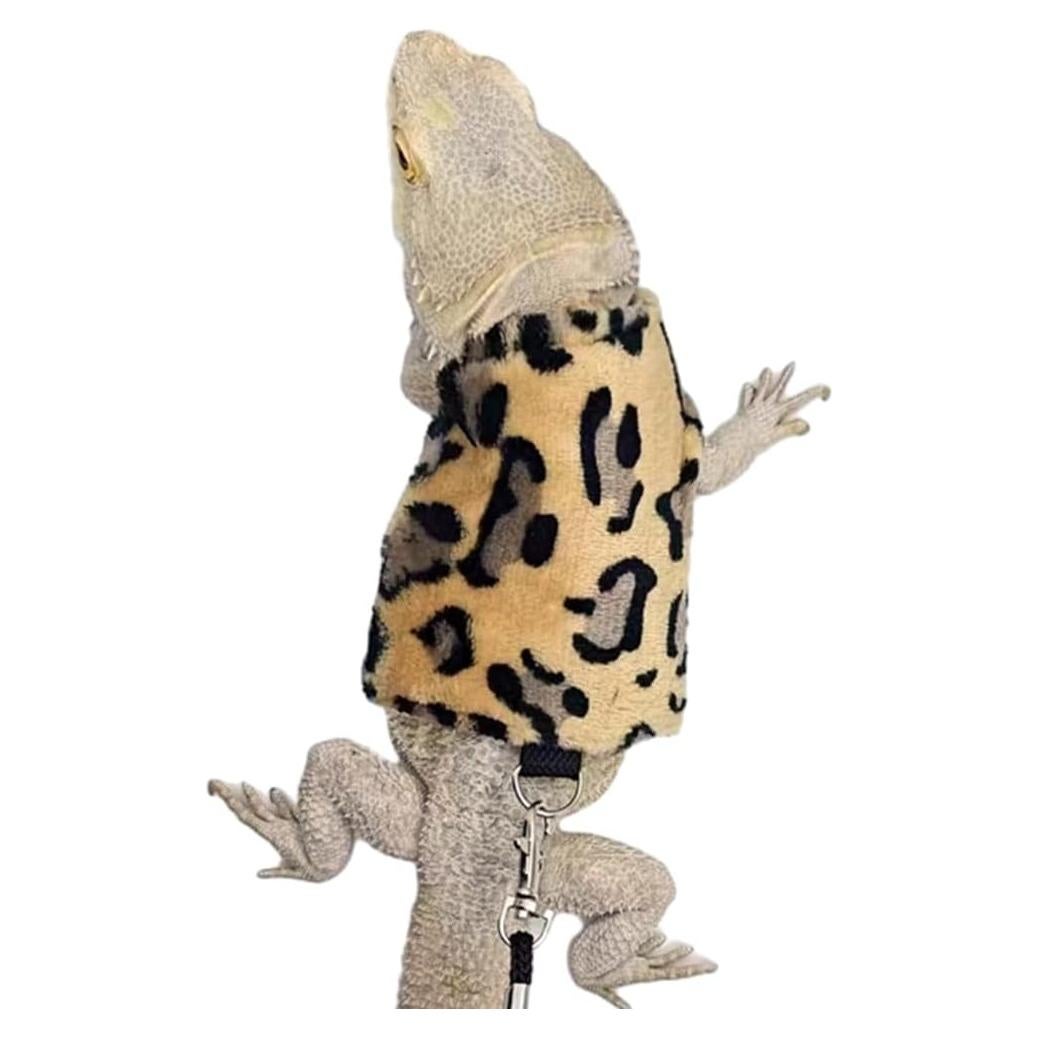 Ropa para Lagartos Anelekor con Correa y Sudadera Leopardo