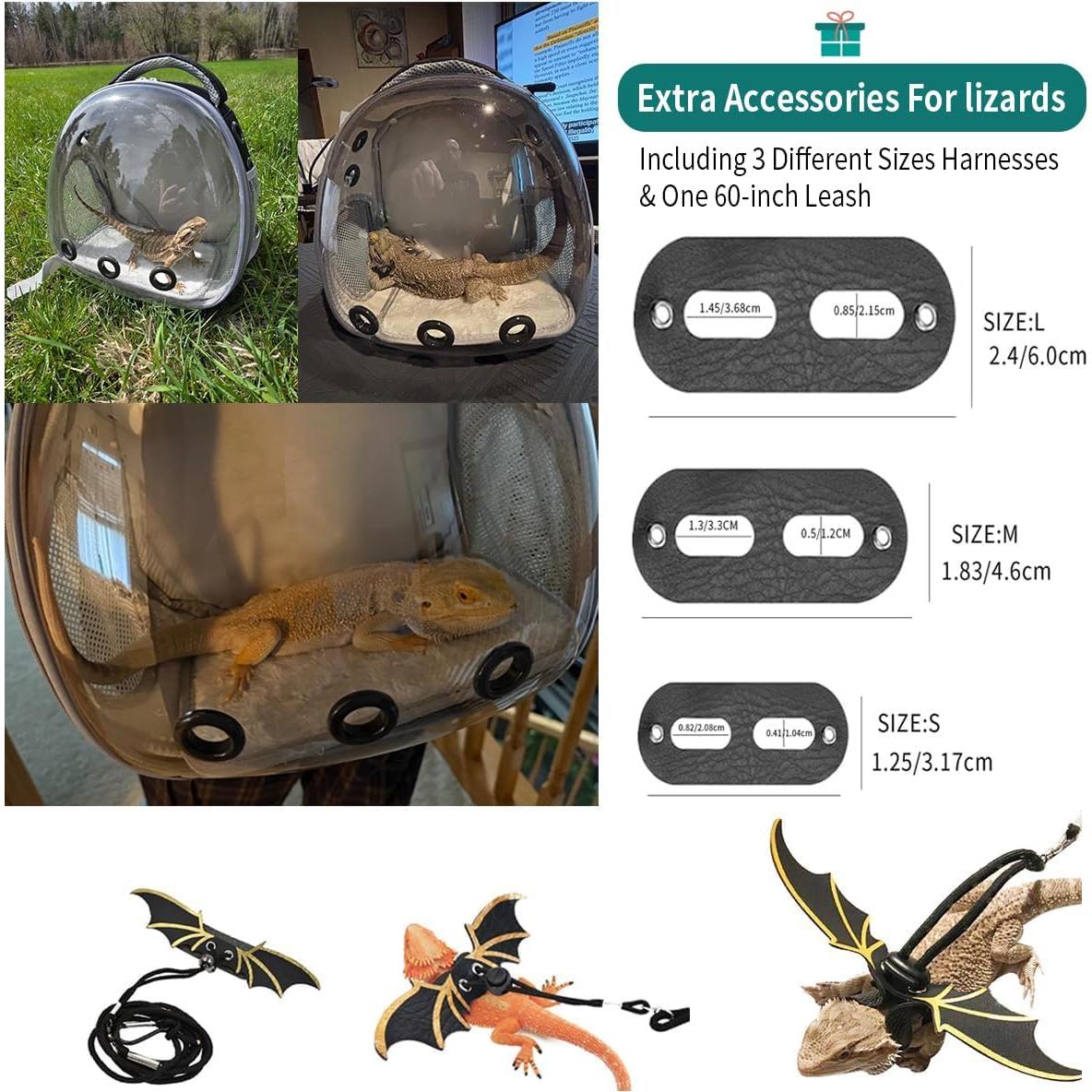 Transportador de Mochila para Dragón Barbudo uoopet Negro 30x21x32cm