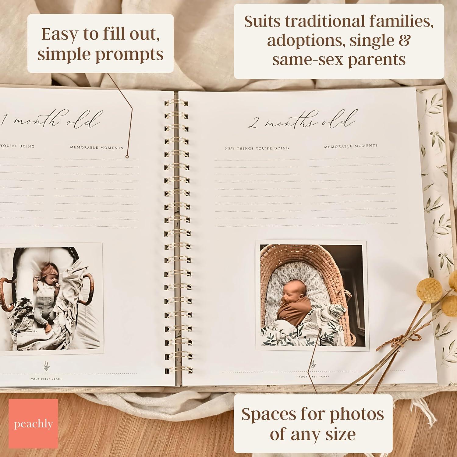 Libro de Recuerdos para Bebés Peachly Oliva - 60 Páginas