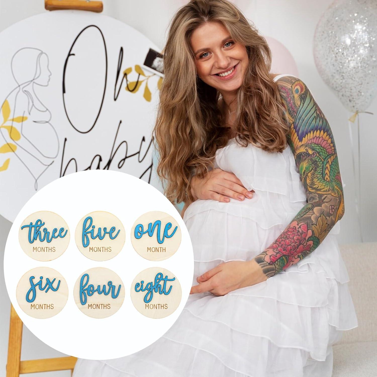 6 Discos de Hitos Mensuales para Bebés Wanmu - Madera 3D Azul