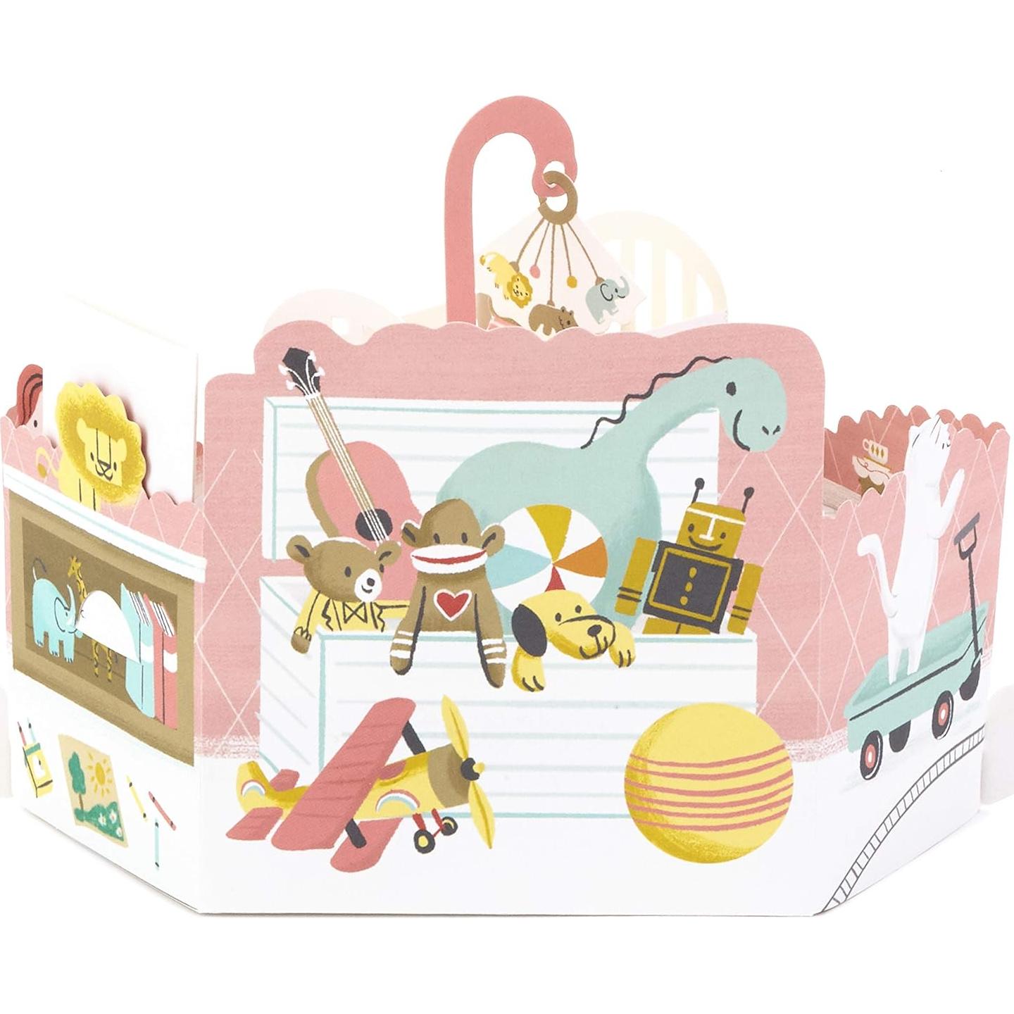 Tarjeta Pop Up Hallmark Baby Shower Niña Guardería 15.24x22.86cm