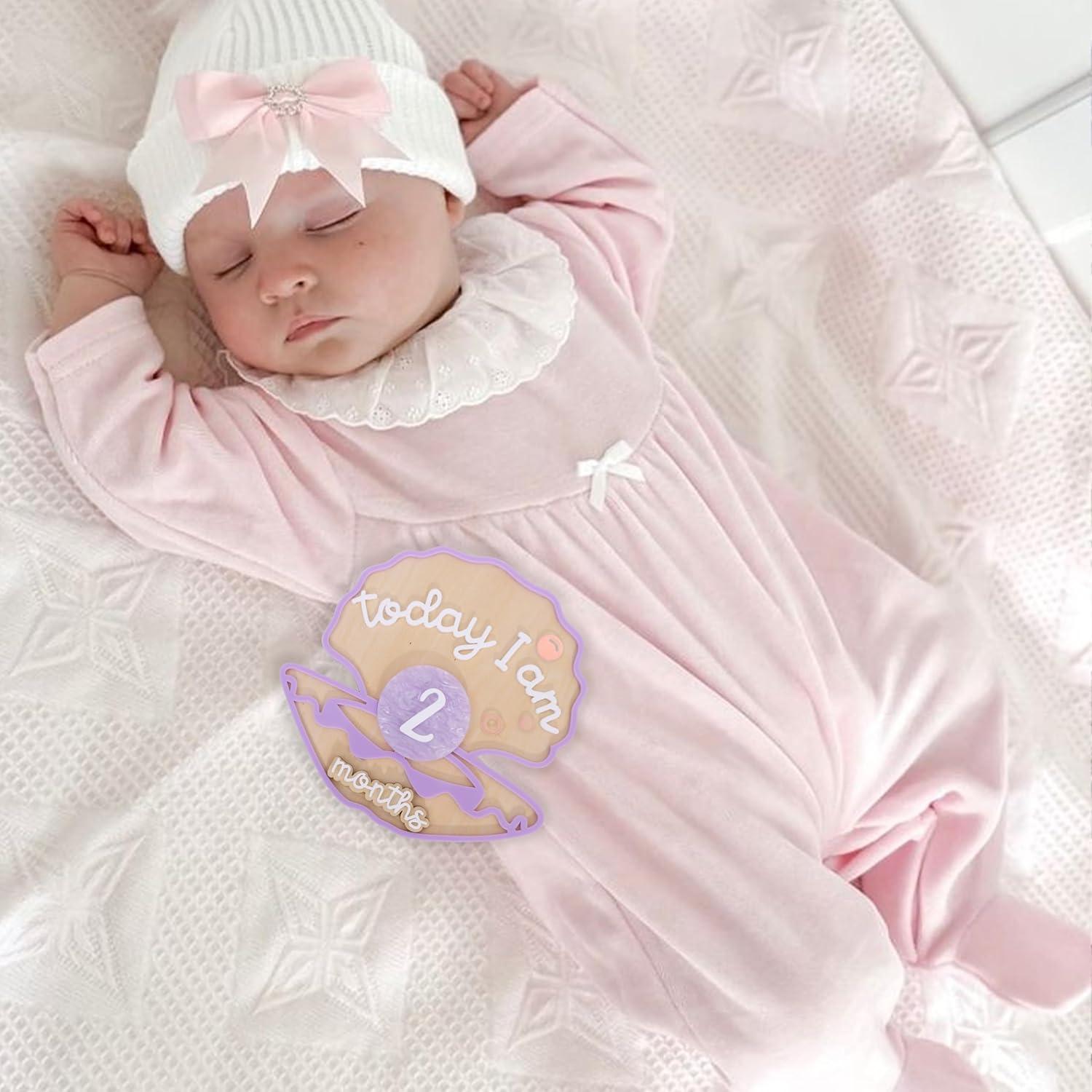 Tarjetas de Hitos Mensuales de Madera Sirena 1-12 Meses