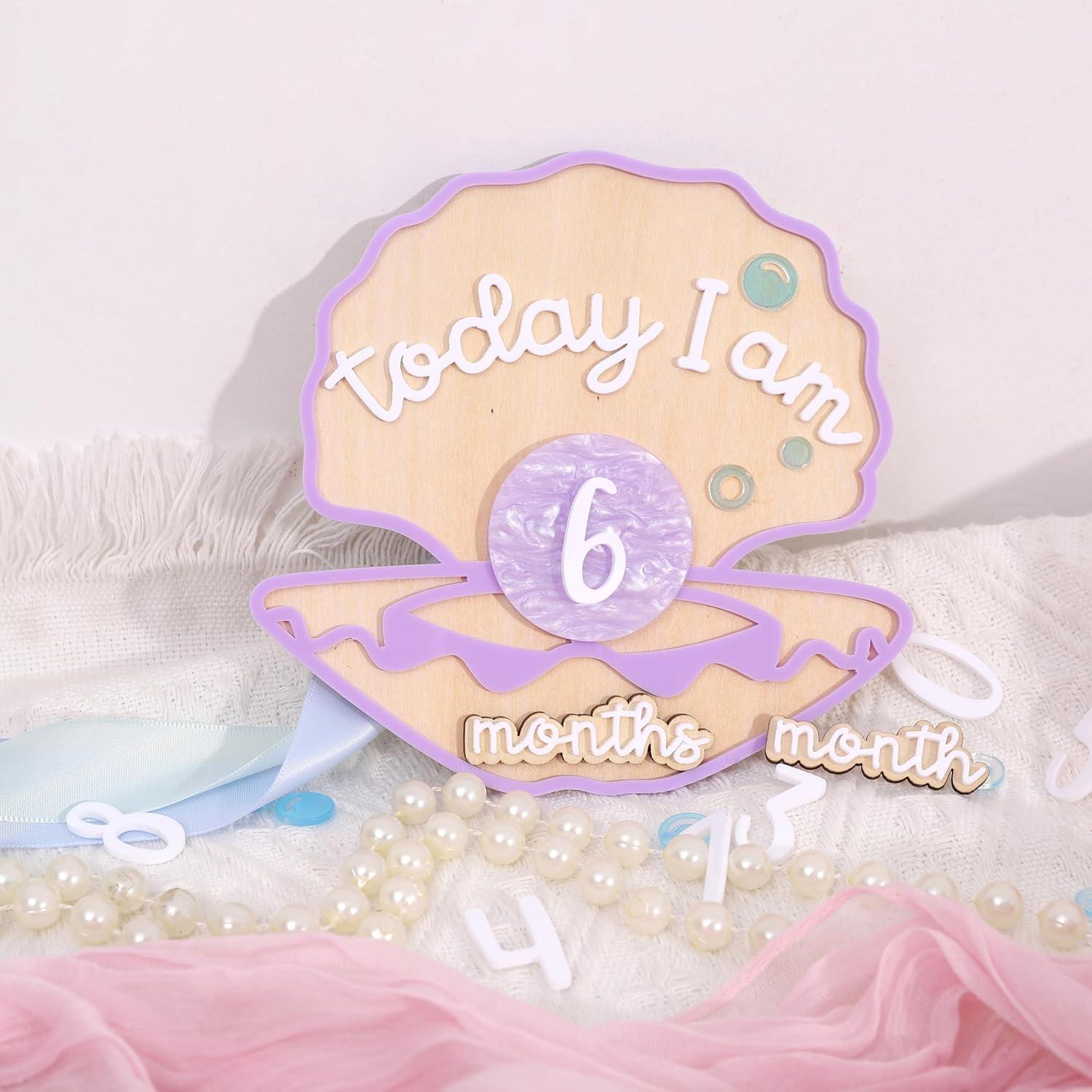 Tarjetas de Hitos Mensuales de Madera Sirena 1-12 Meses