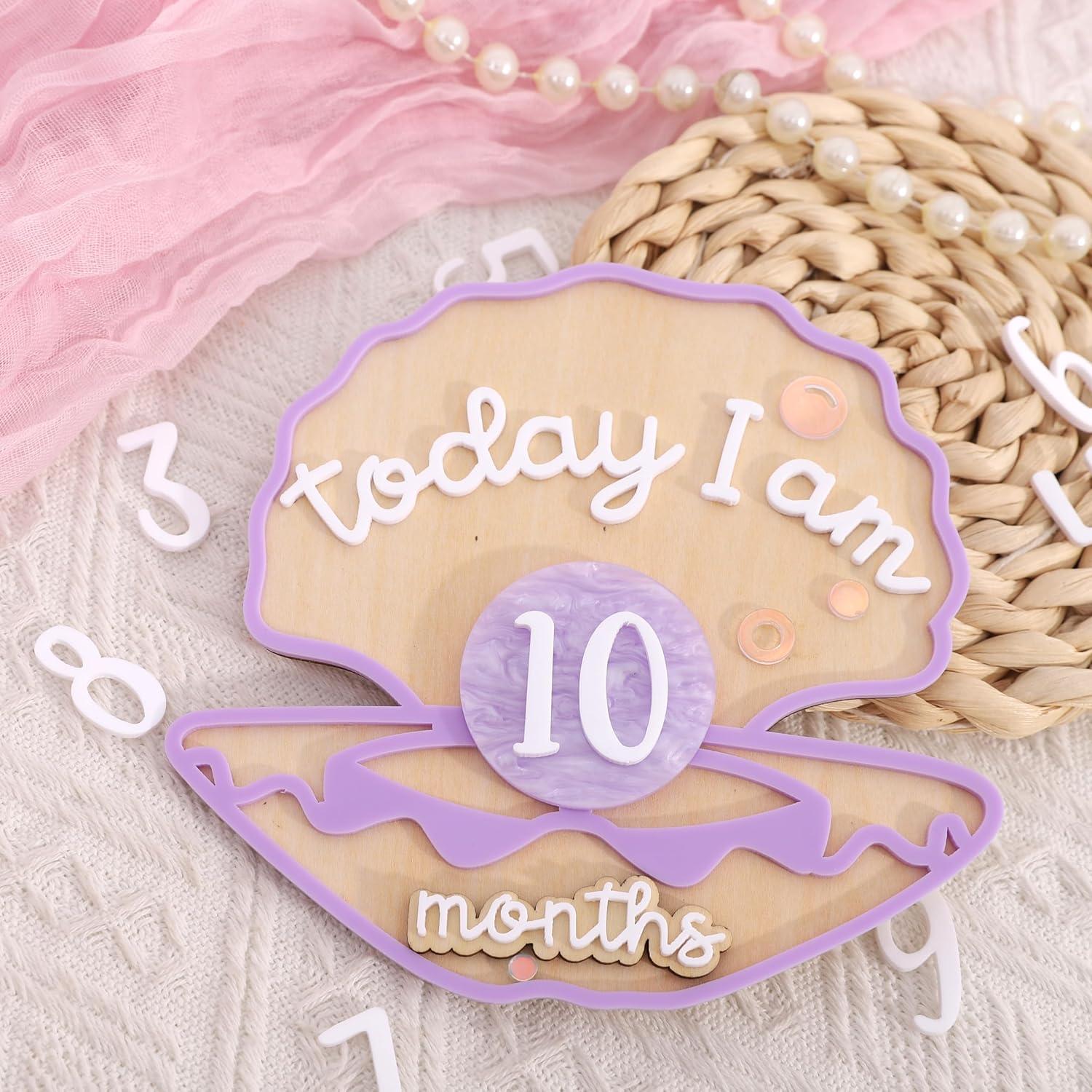 Tarjetas de Hitos Mensuales de Madera Sirena 1-12 Meses