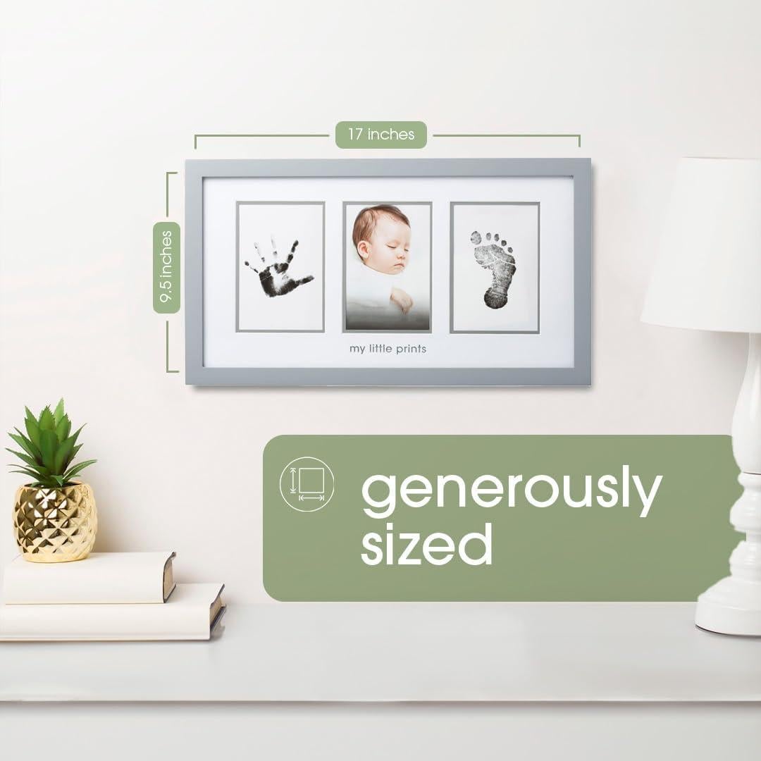 Marco de Fotos Babyprints Pearhead - Gris, Huellas Bebé