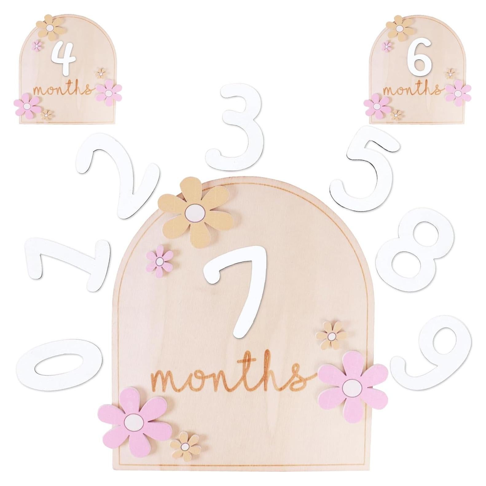 Tarjeta de Hito Mensual de Madera ROPCIA - 12 Números para Bebés