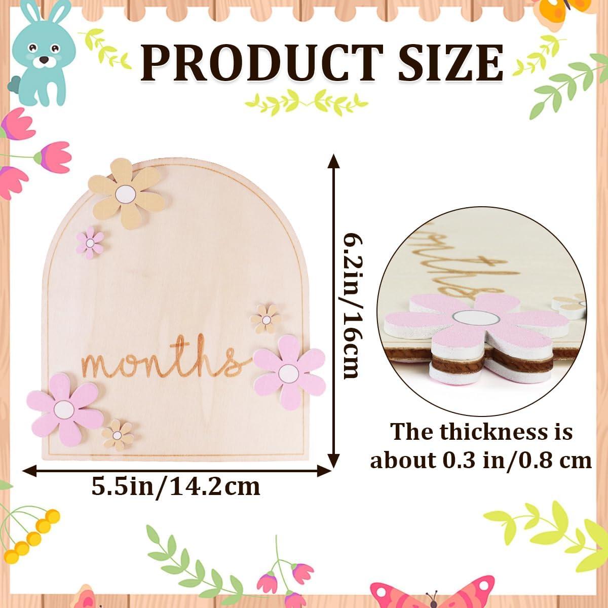 Tarjeta de Hito Mensual de Madera ROPCIA - 12 Números para Bebés
