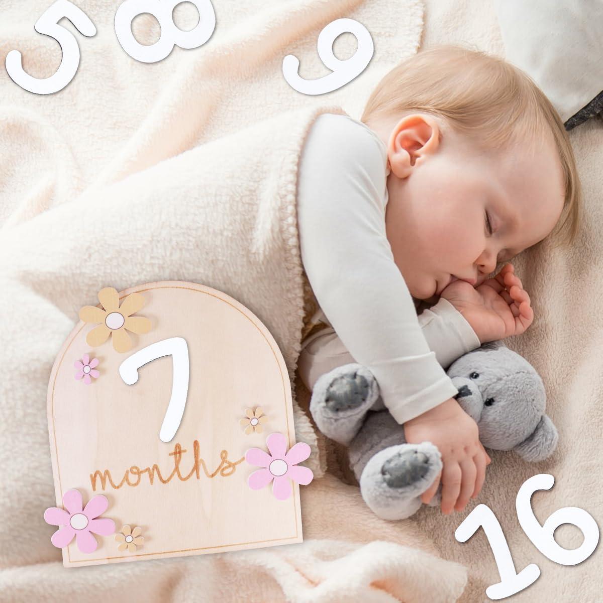 Tarjeta de Hito Mensual de Madera ROPCIA - 12 Números para Bebés