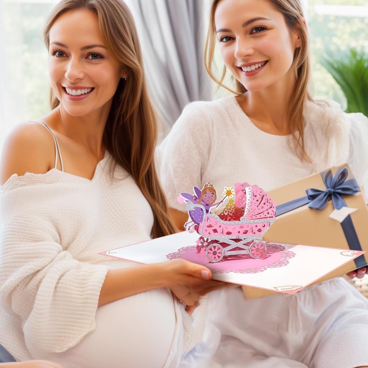 Tarjeta Pop Up para Nuevos Bebés CNLITIHEKA Rosa 20x15 cm