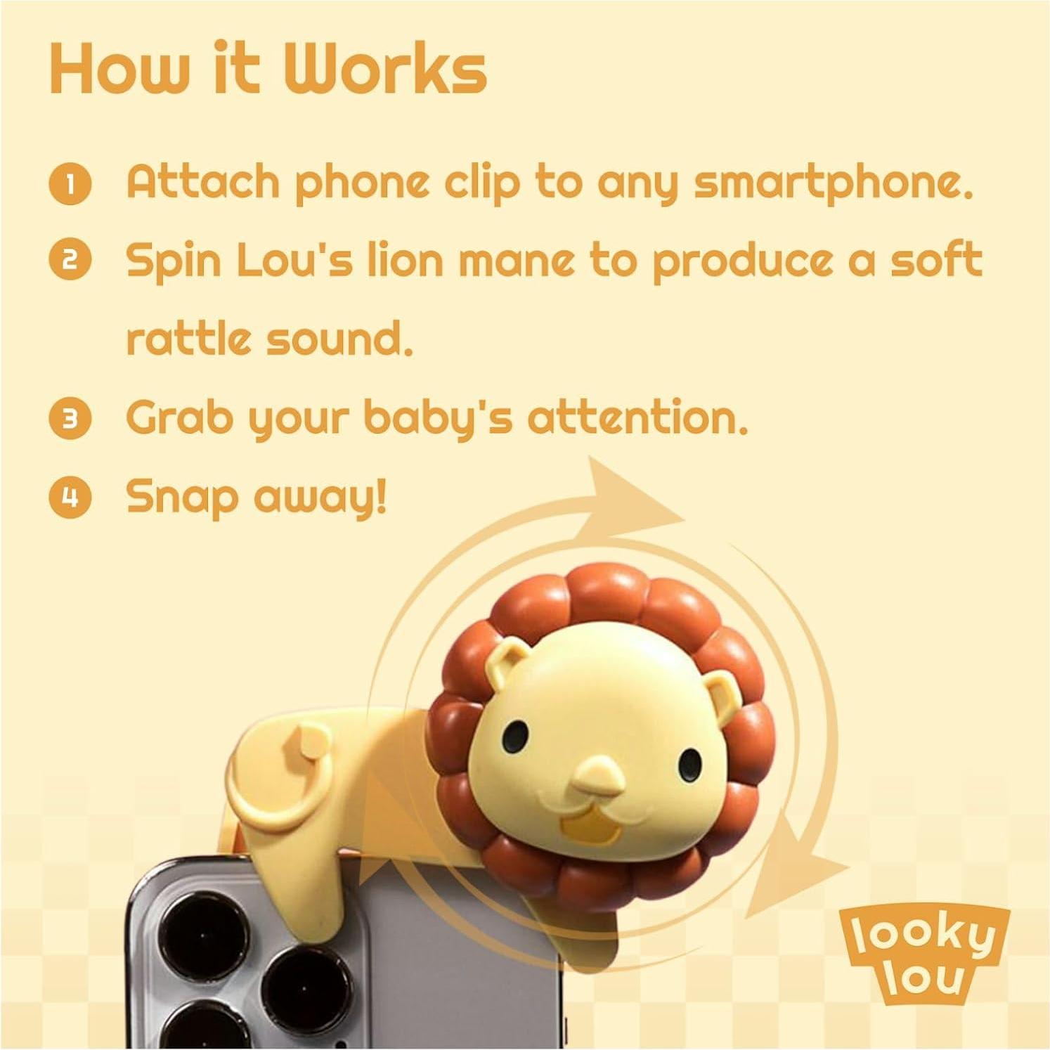 Clip de Teléfono Looky Lou con Sonajero León para Bebés