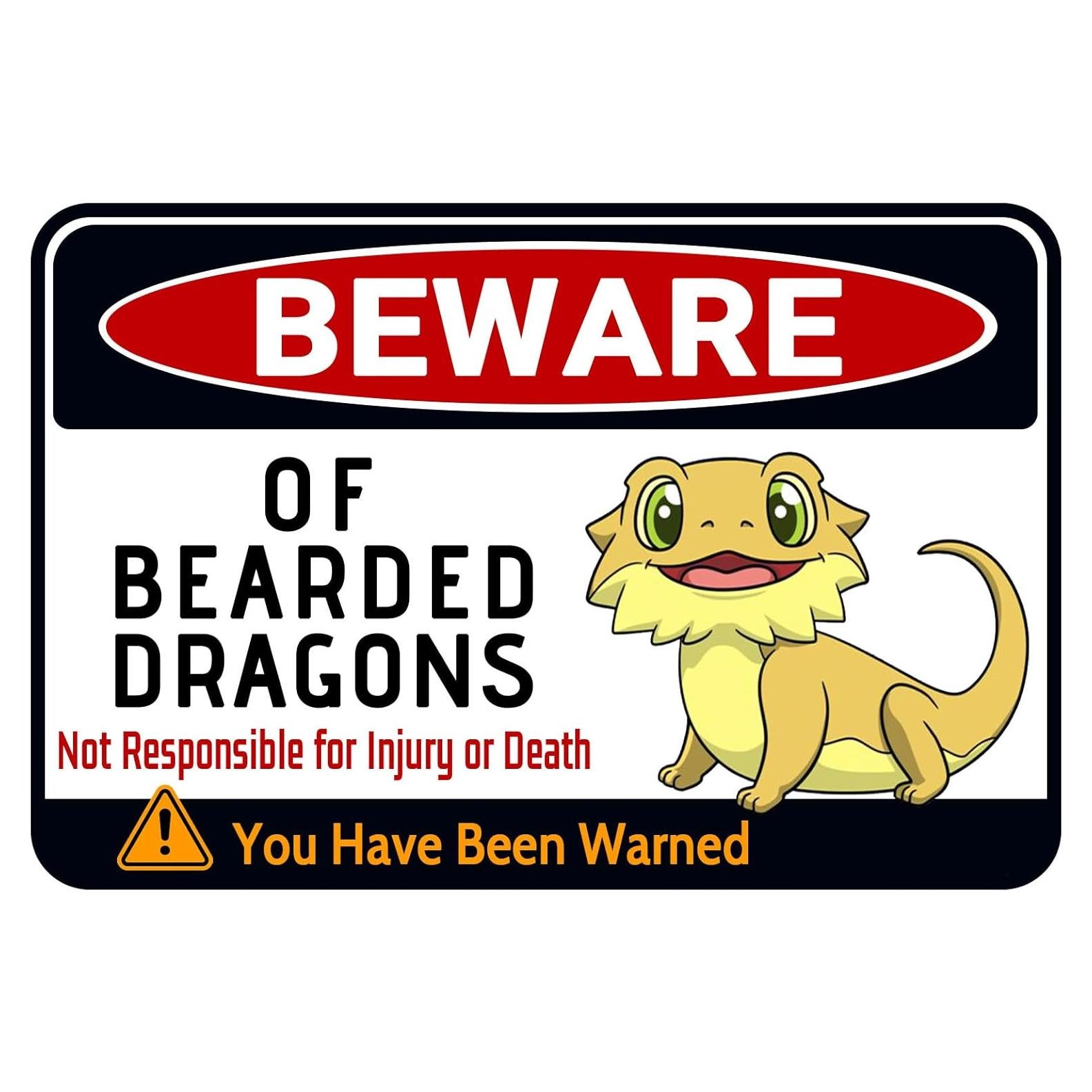 Señal de Advertencia Cuidado con Dragones Barbados Bestylez 30x20 cm