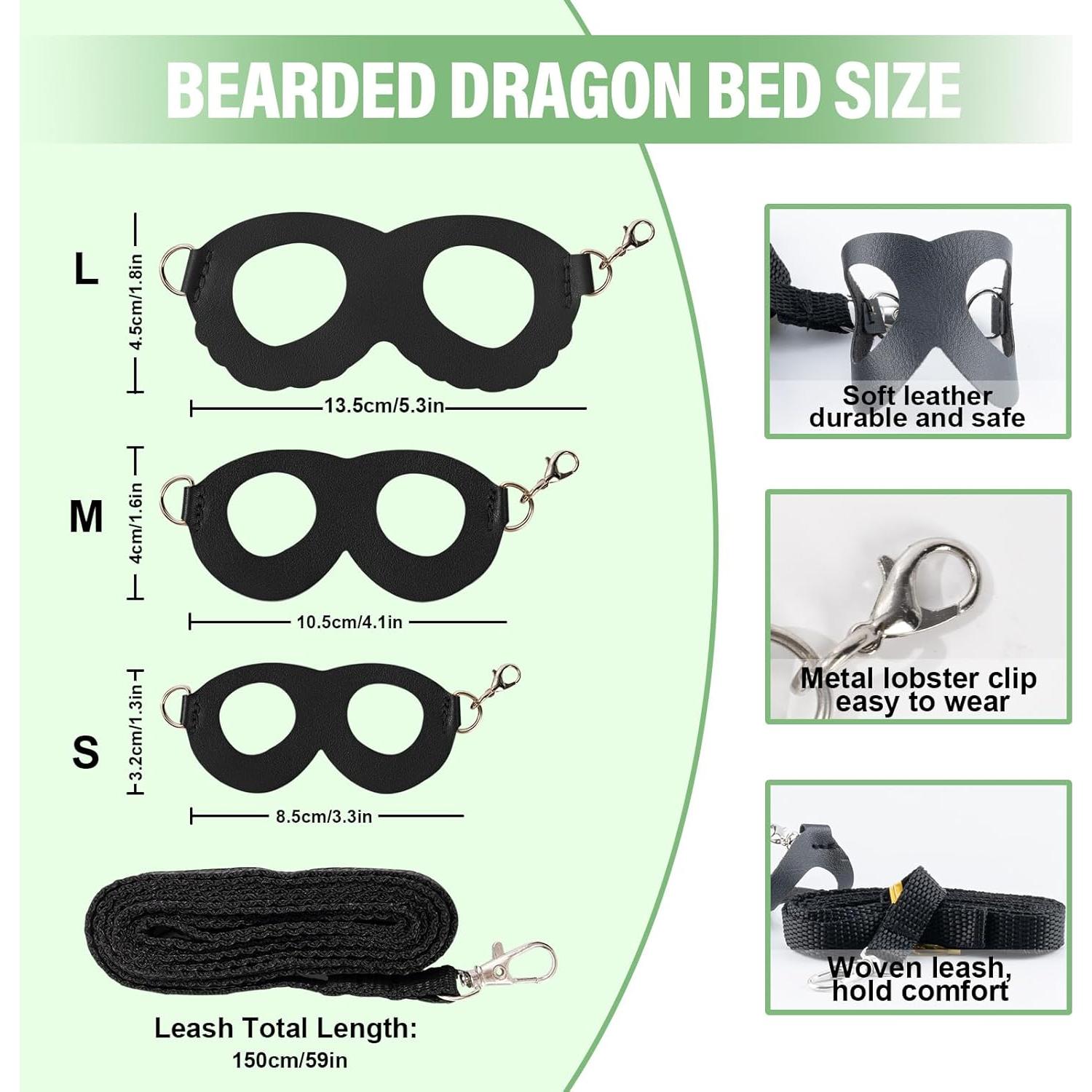 Cama Suave para Dragón Barbudo Swirge con Arnés y Correa 3 Piezas