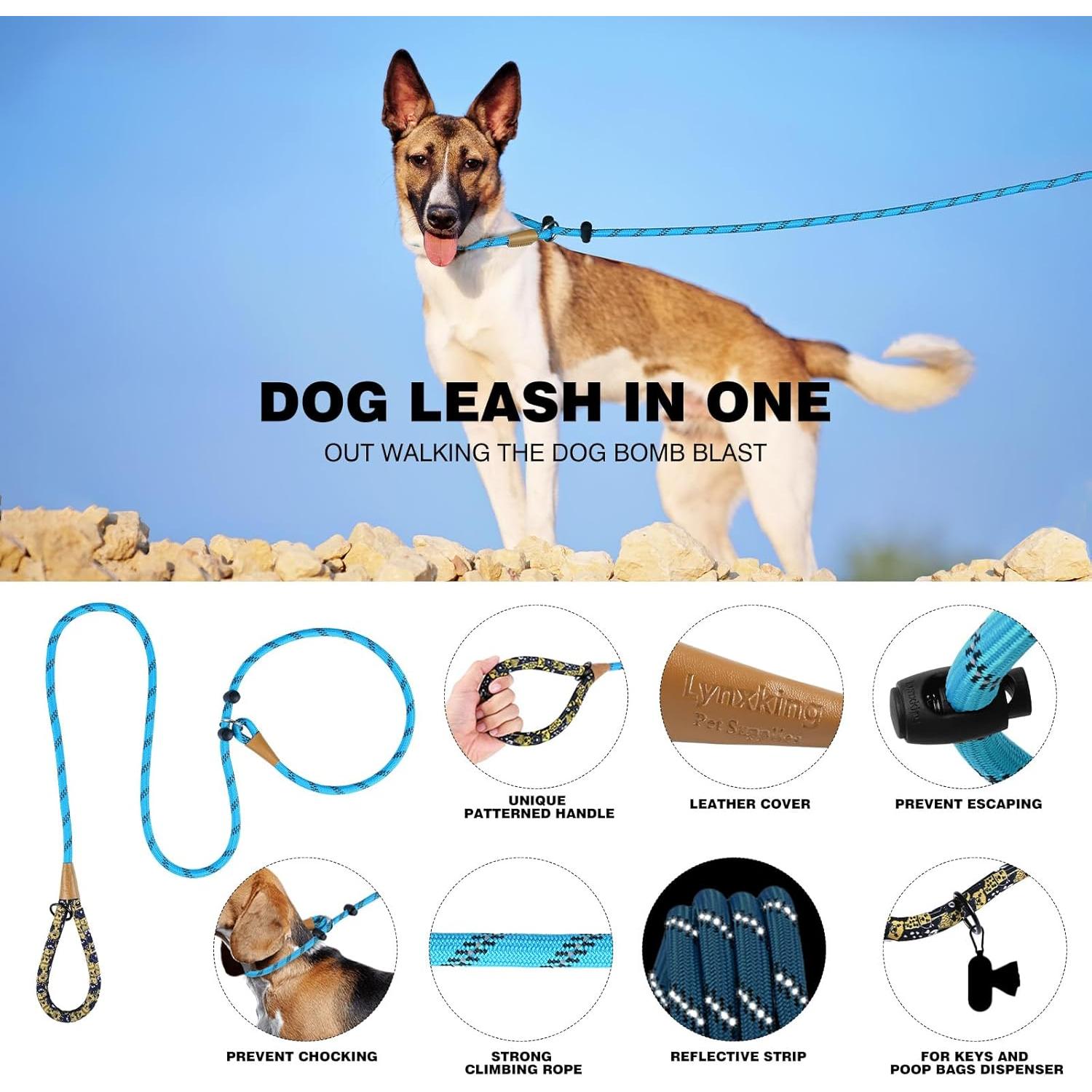 Correa deslizante Lynxking para perros grande 1.27cm x 182.88cm