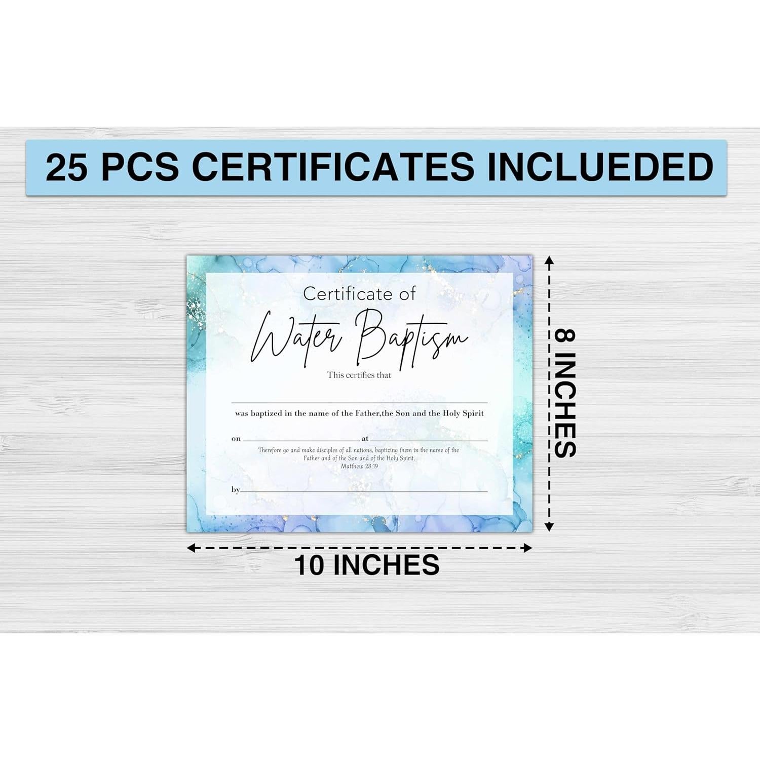 Paquete de 25 Certificados de Bautismo y Primer Corte de Cabello - Eyouyeqi