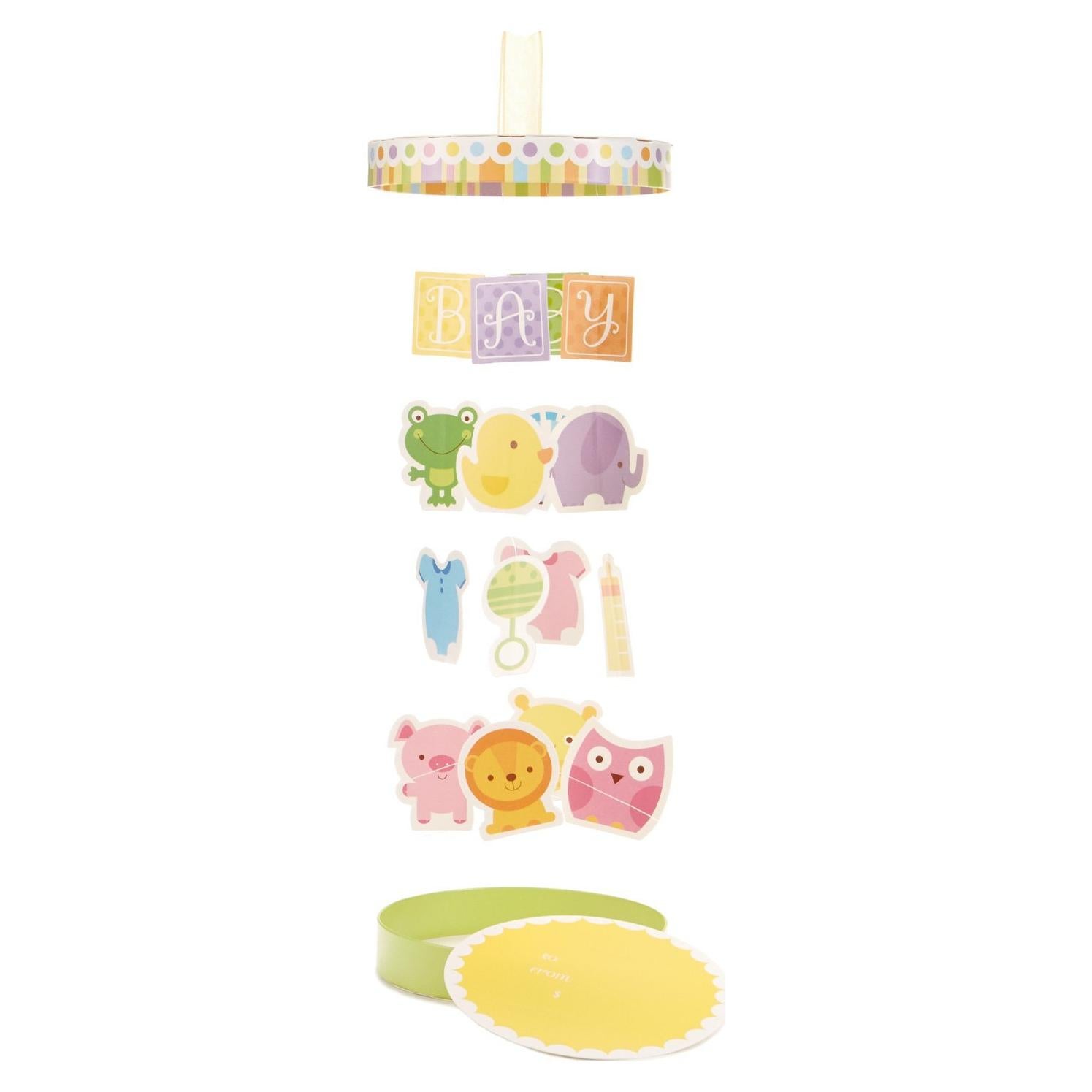 Caja de Regalo Circular Hallmark para Bebé con Móvil Miniatura