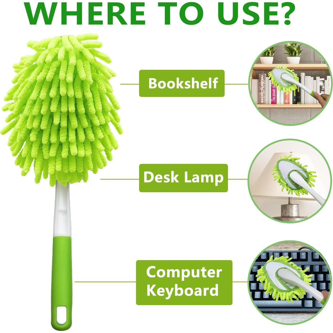 Duster de Microfibra HDongany 33 cm con 4 Cabezas Lavables