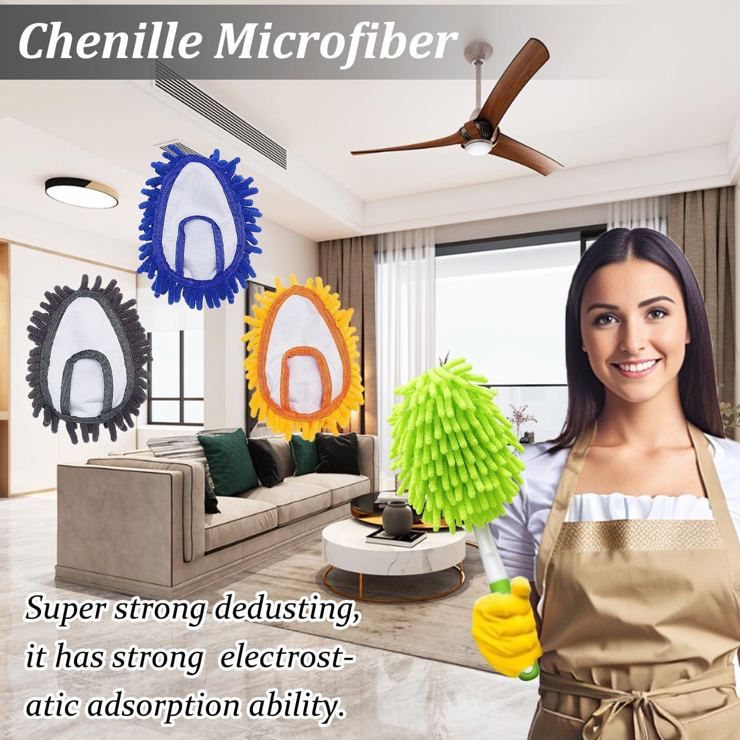 Duster de Microfibra HDongany 33 cm con 4 Cabezas Lavables