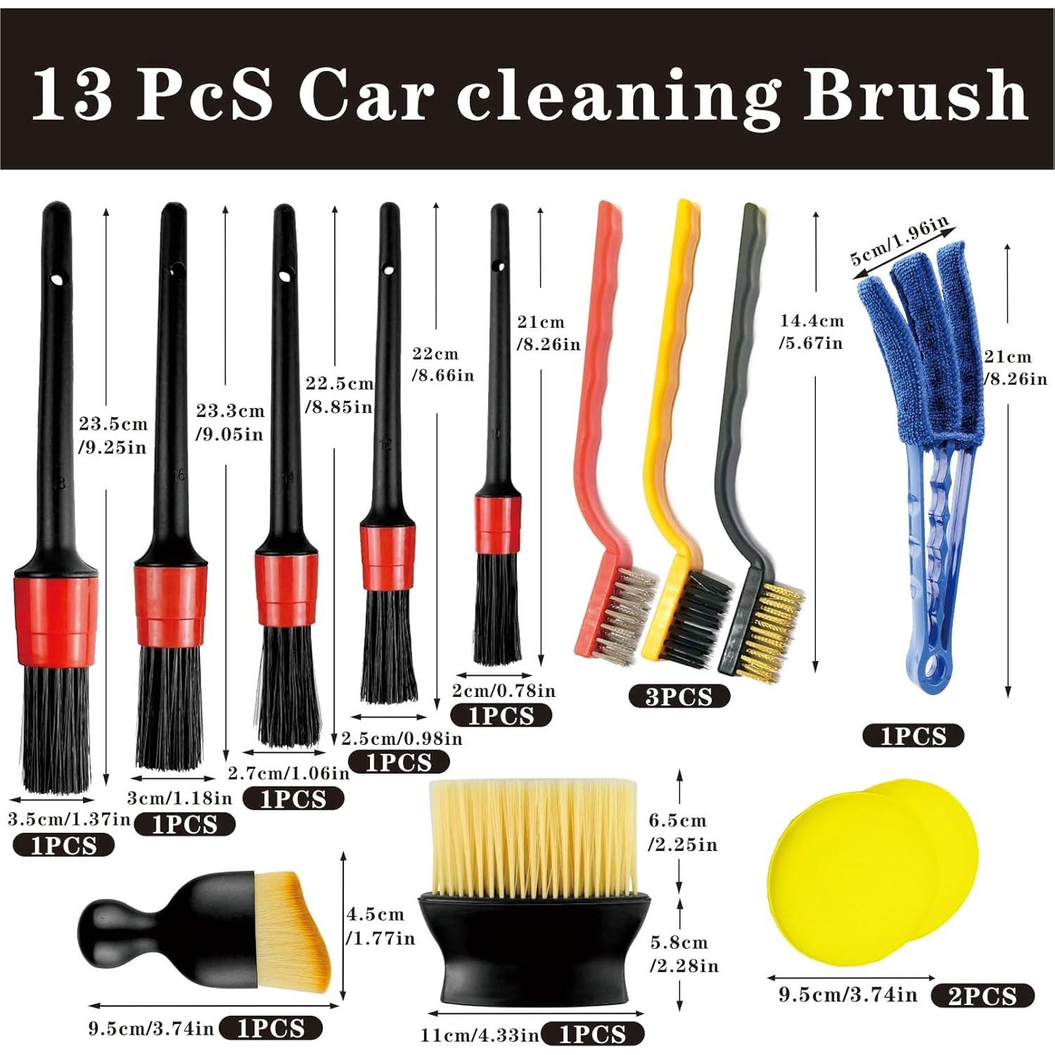 Juego de Cepillos de Limpieza para Automóvil 13 Piezas Florailune