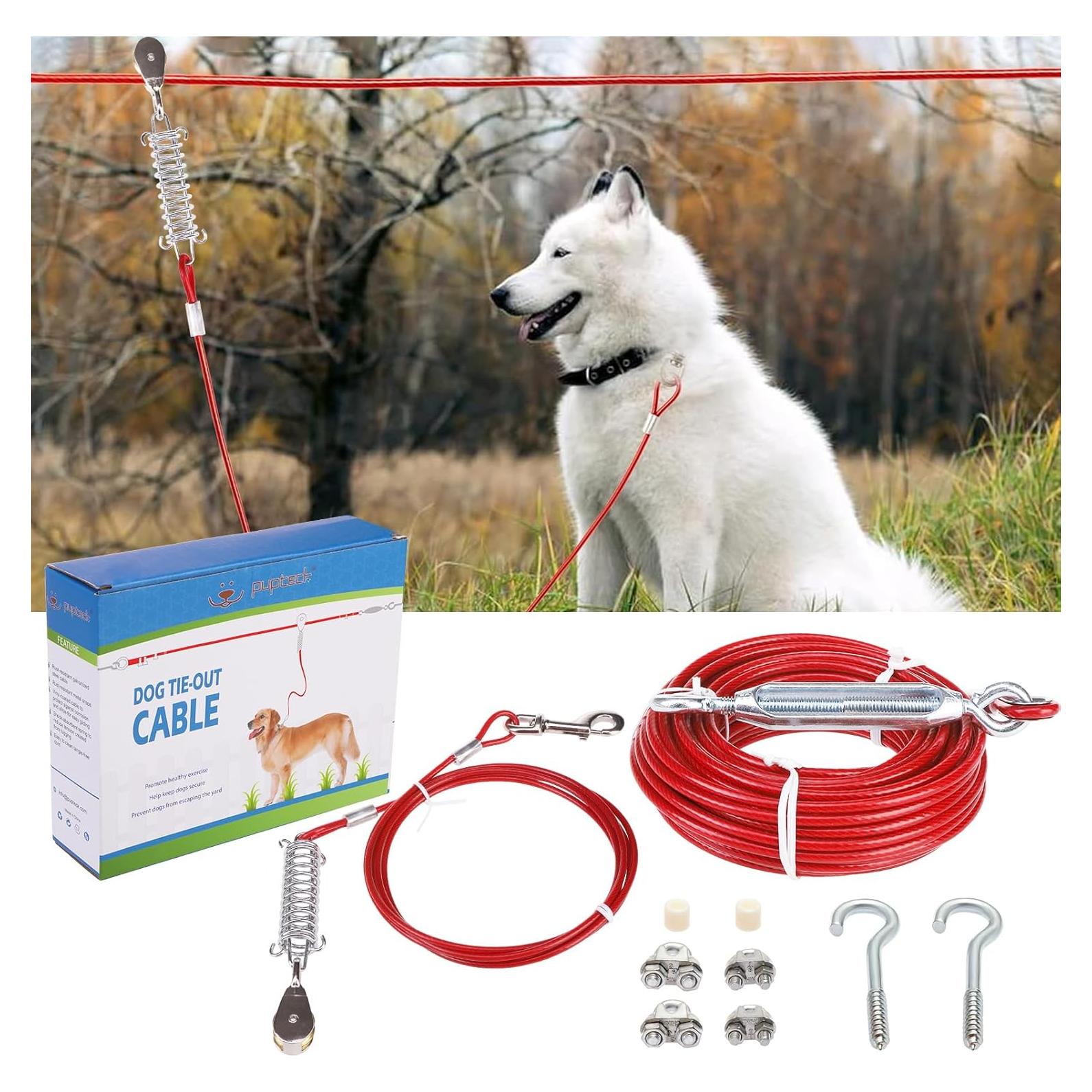 Cable de Atado para Perros PUPTECK 75 pies Rojo Resistente