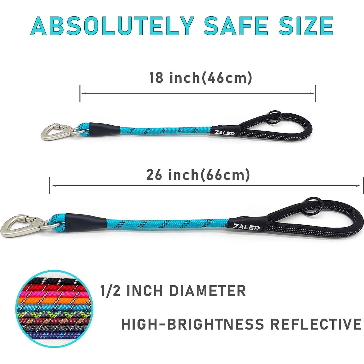 Correa Corta para Perros ZALER 45.72 cm Azul Reflectante