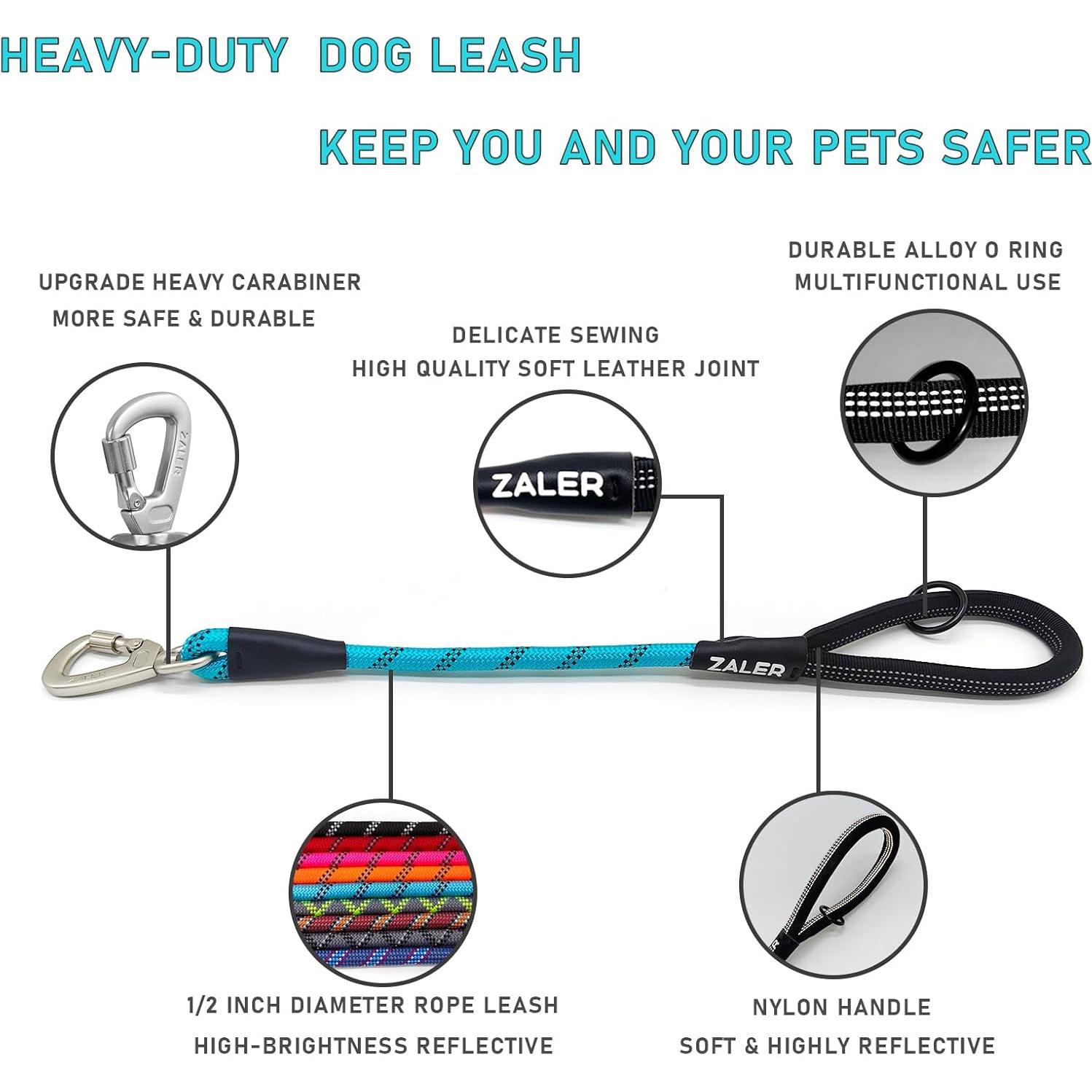 Correa Corta para Perros ZALER 45.72 cm Azul Reflectante