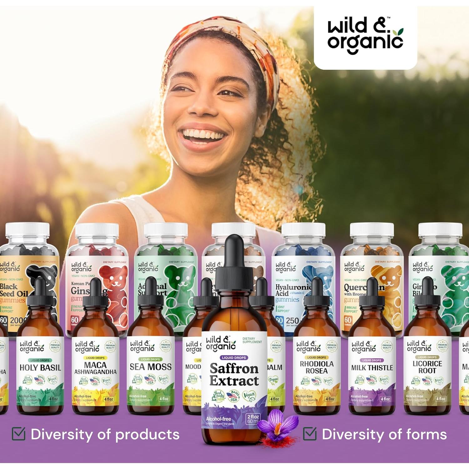 Gotas de Azafrán Silvestre y Orgánico 59.15 ml - Suplemento Vegano