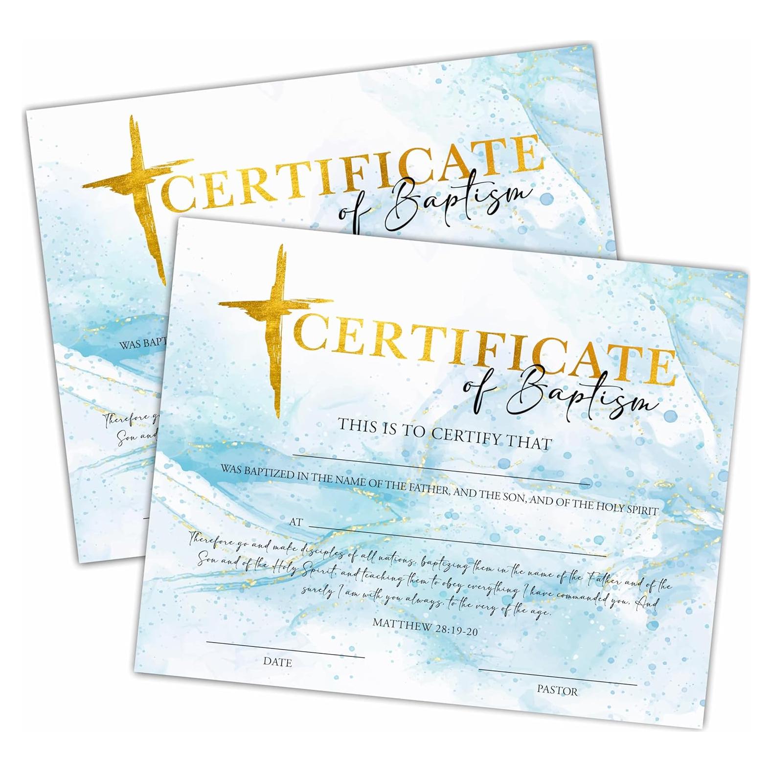 Certificados de Bautismo Disfuco - 25 Unidades 20.32x25.4cm