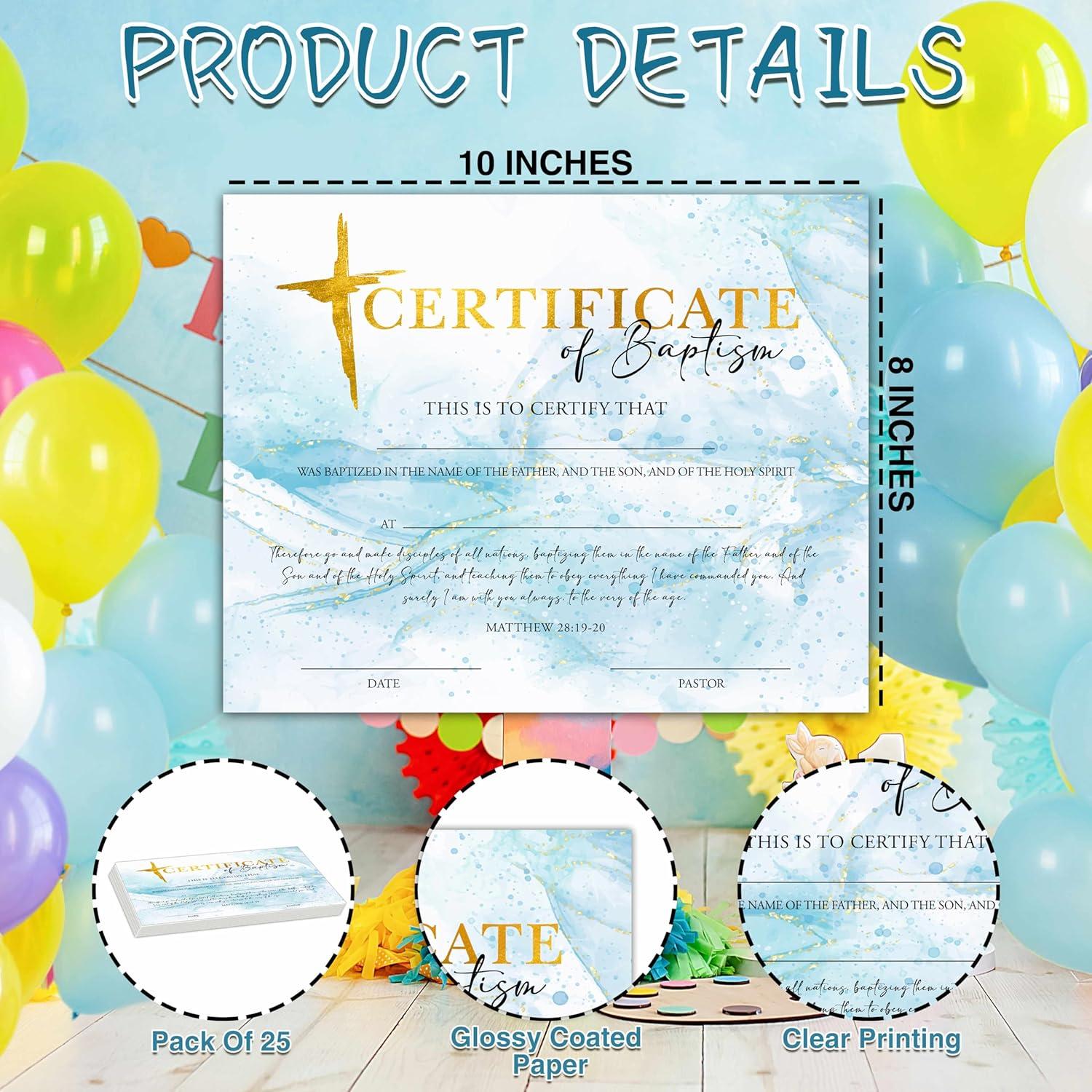 Certificados de Bautismo Disfuco - 25 Unidades 20.32x25.4cm