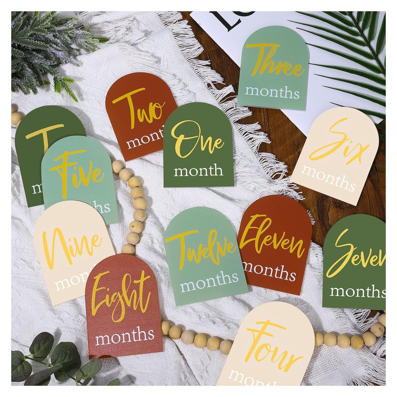 Tarjetas Acrílicas Mensuales de Hitos para Bebés Whaline 12 Pcs