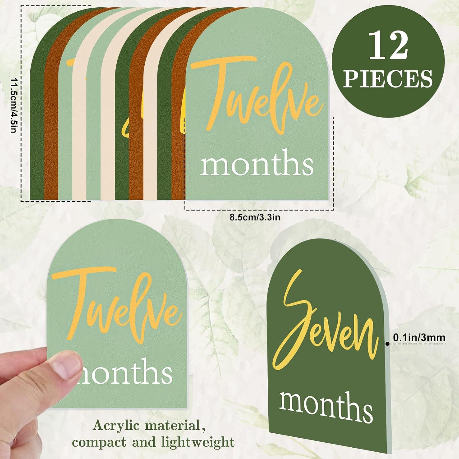 Tarjetas Acrílicas Mensuales de Hitos para Bebés Whaline 12 Pcs