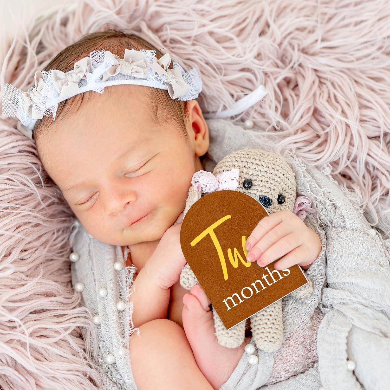 Tarjetas Acrílicas Mensuales de Hitos para Bebés Whaline 12 Pcs