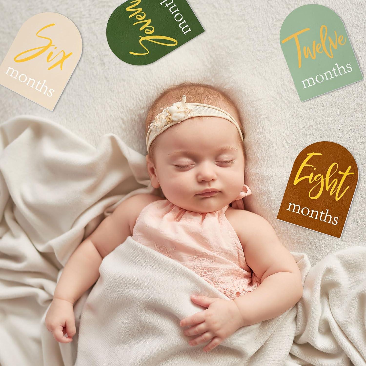 Tarjetas Acrílicas Mensuales de Hitos para Bebés Whaline 12 Pcs